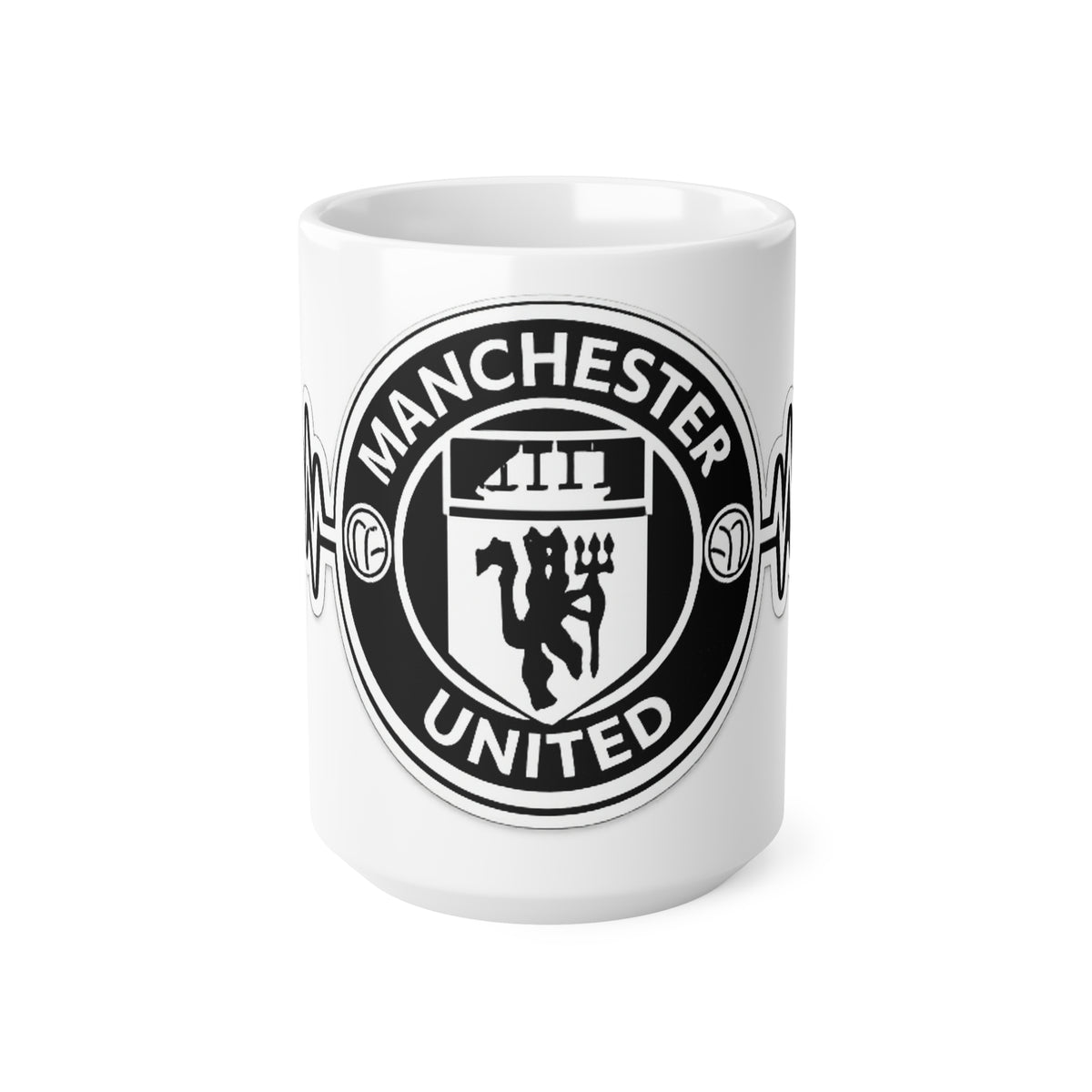 Manchester United Inspired Heartbeat Mug — Ceramic Coffee Cup (11oz & 15oz)