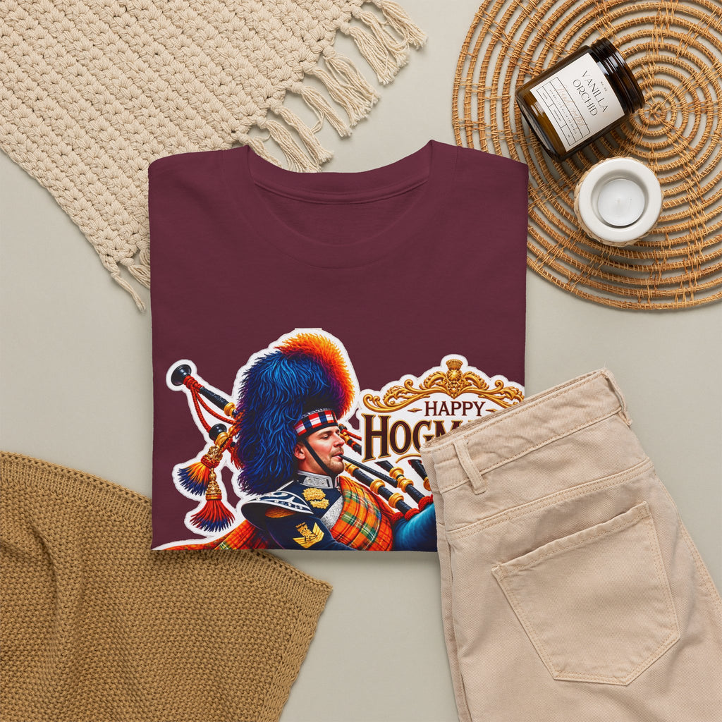 Hogmanay Bagpiper T‑Shirt — Happy Hogmanay Scottish New Year Tee