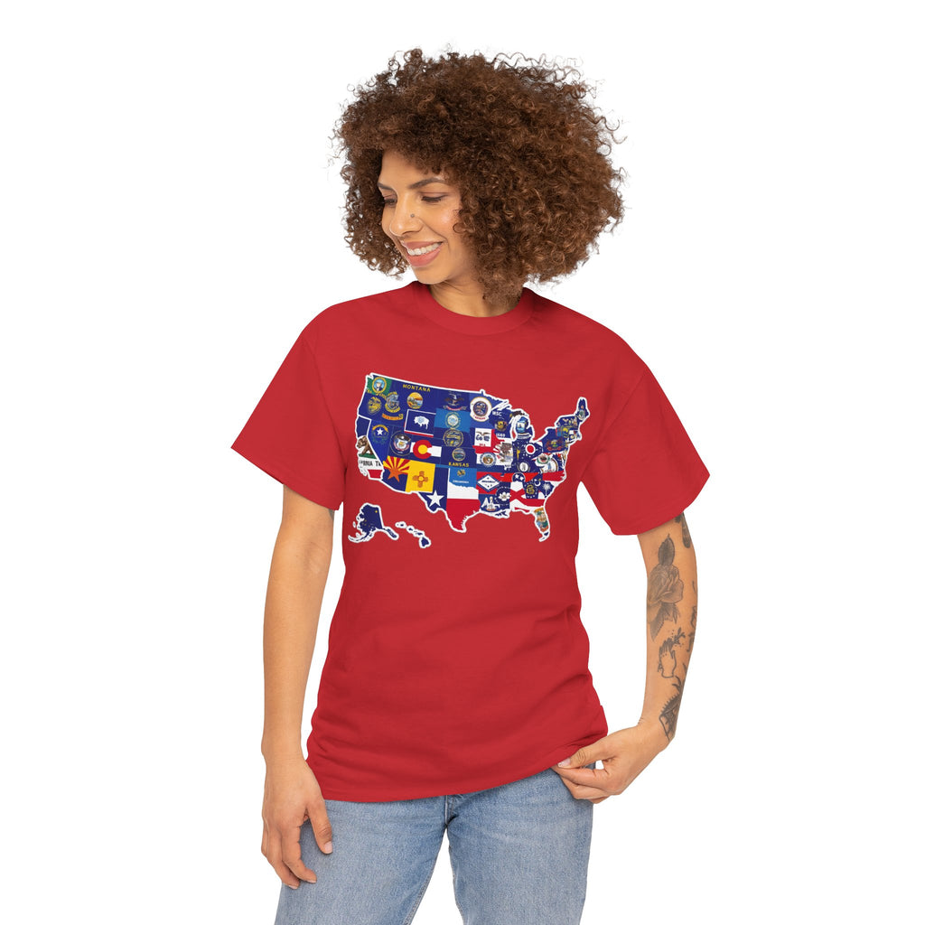 USA Map Flag T-Shirt — United States State Flag Map Tee