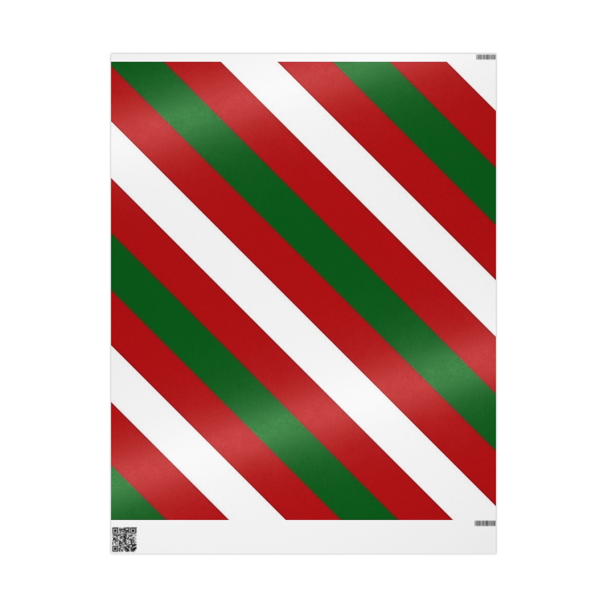 Holiday Candy Cane Stripe Wrapping Paper — Red & Green Christmas Gift Wrap