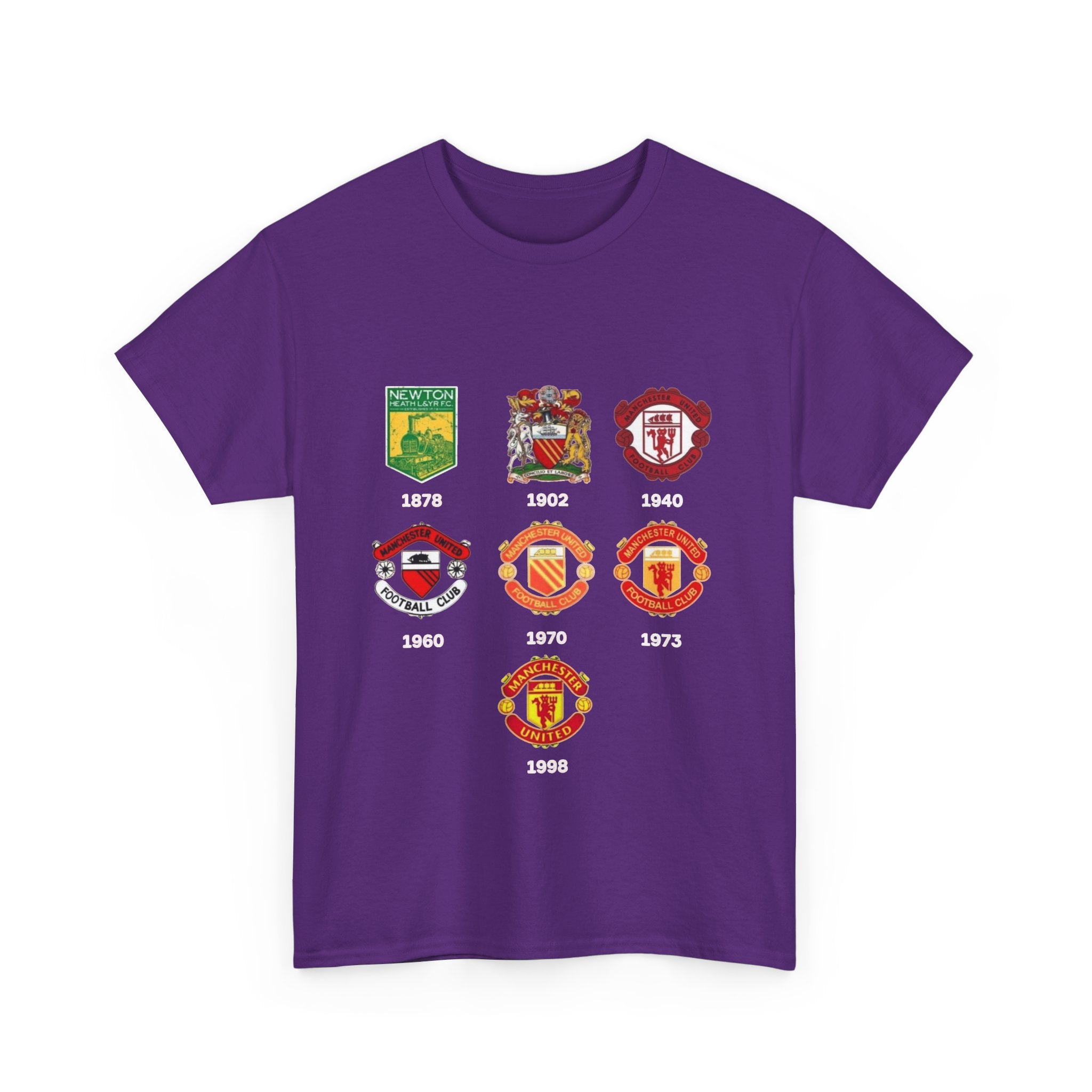 Manchester United Crest Evolution T-Shirt — Vintage Club Logo Timeline Tee