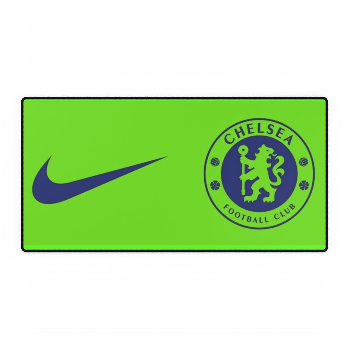 Chelsea FC Inspired Neon Green Desk Mat — Nike Swoosh Football Club Mousepad