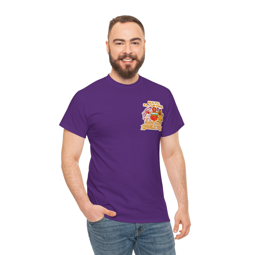 Manchester City 1976 League Cup Final Crest Cotton T‑Shirt — Vintage Football Fan Tee