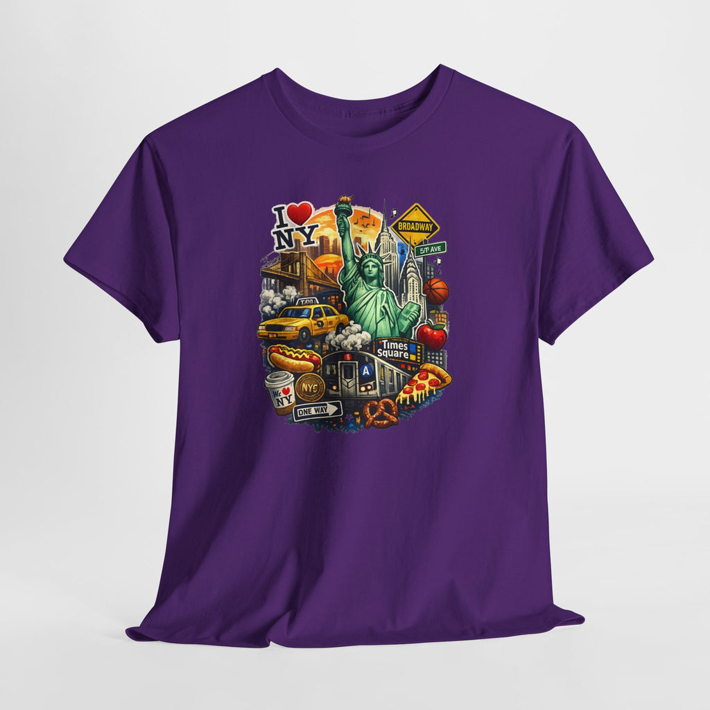 New York City Icons T-Shirt — Statue of Liberty, Taxi & I  NY Collage Tee