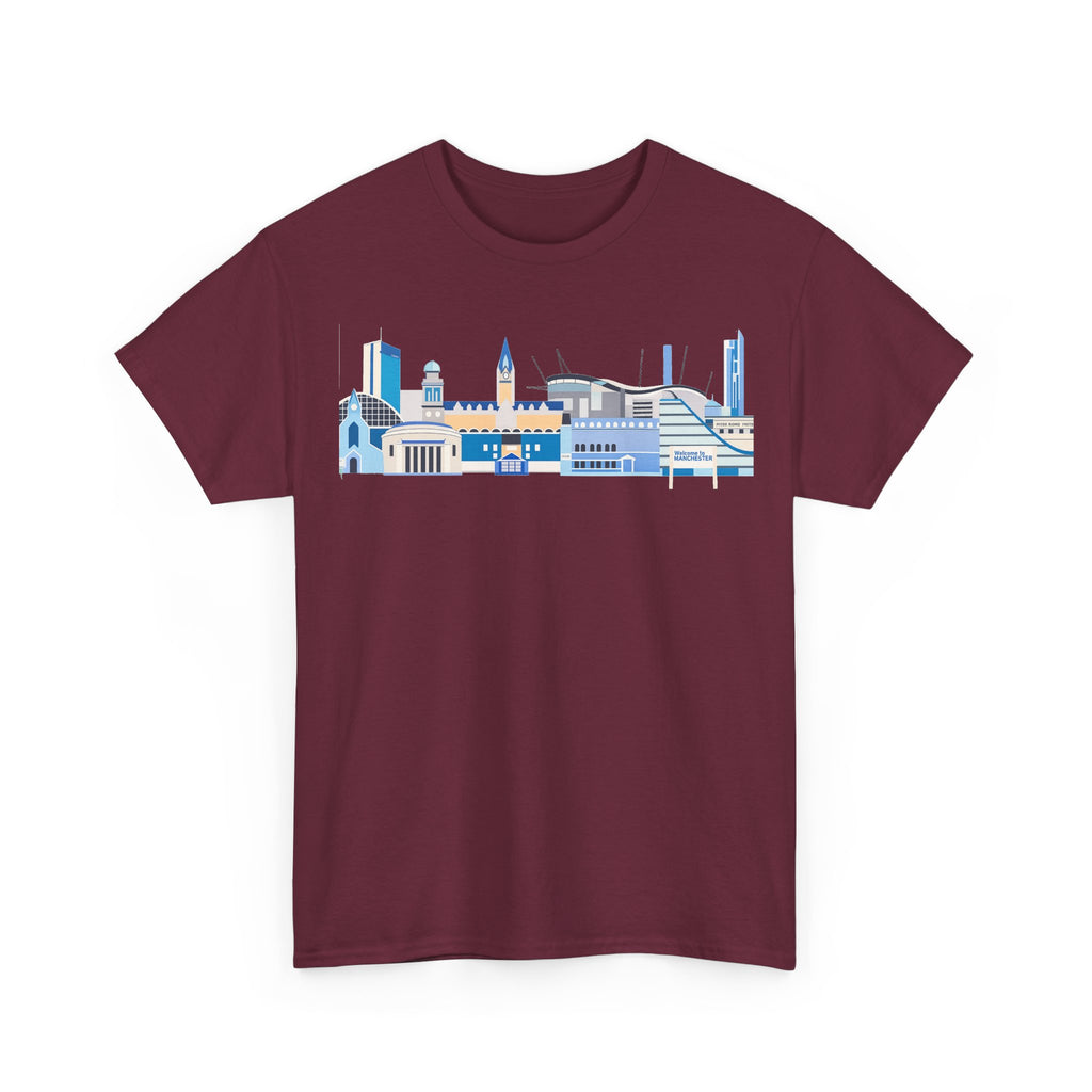 Manchester City Skyline Tee — Minimal Blue Urban Landscape T‑Shirt