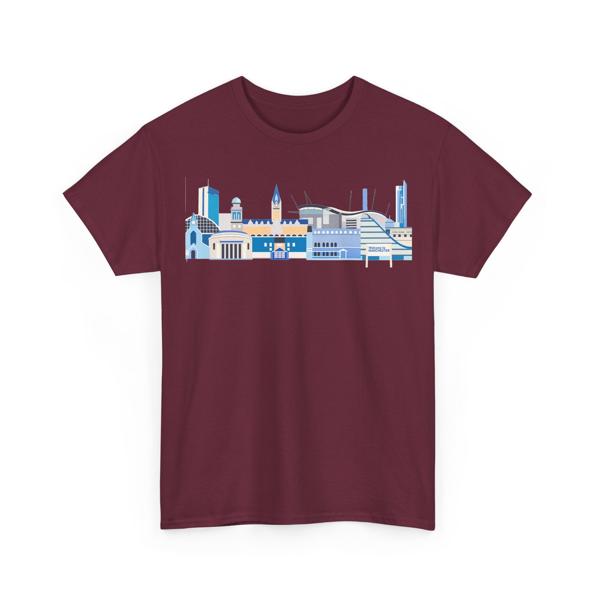 Manchester City Skyline Tee — Minimal Blue Urban Landscape T‑Shirt