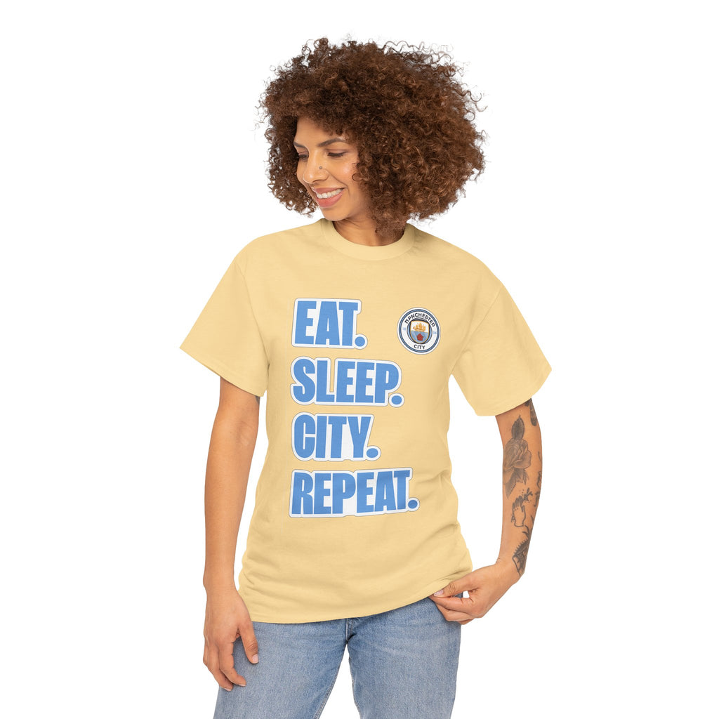 Eat. Sleep. City. Repeat. T‑Shirt — Manchester City Fan Tee