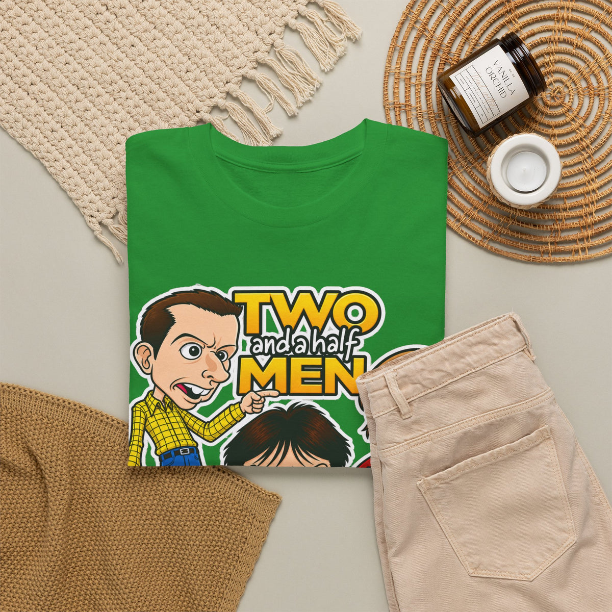 Two and a Half Men Inspired Cartoon Tee — Retro TV Comedy Graphic T-Shirt