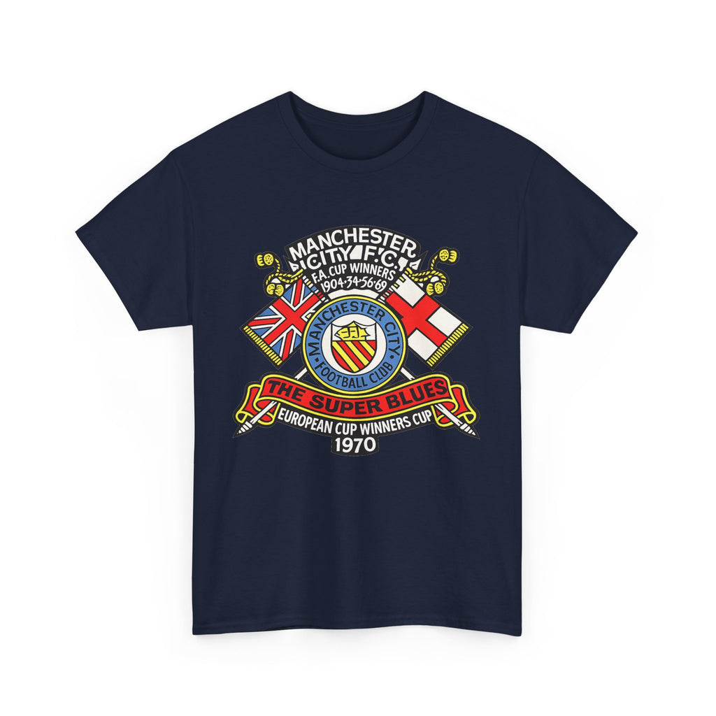 Manchester City Vintage Crest Tee — 'The Super Blues' 1970 European Cup Winners