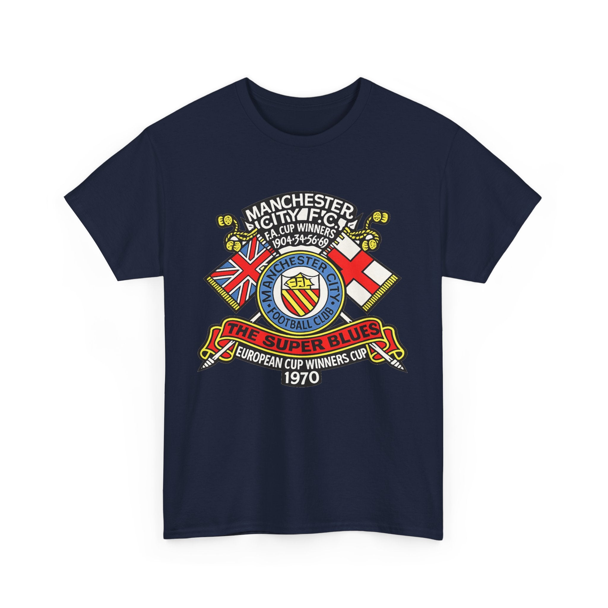 Manchester City Vintage Crest Tee — 'The Super Blues' 1970 European Cup Winners