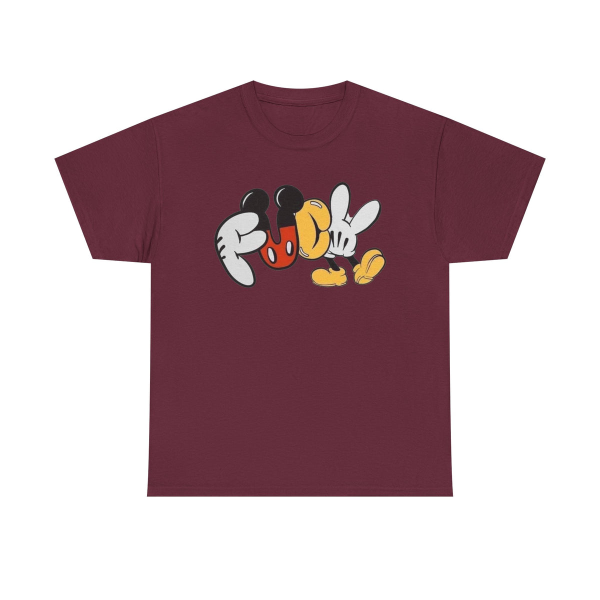 F**K Disney Graphic Tee — Playful Cartoon Hands & Shoes Design