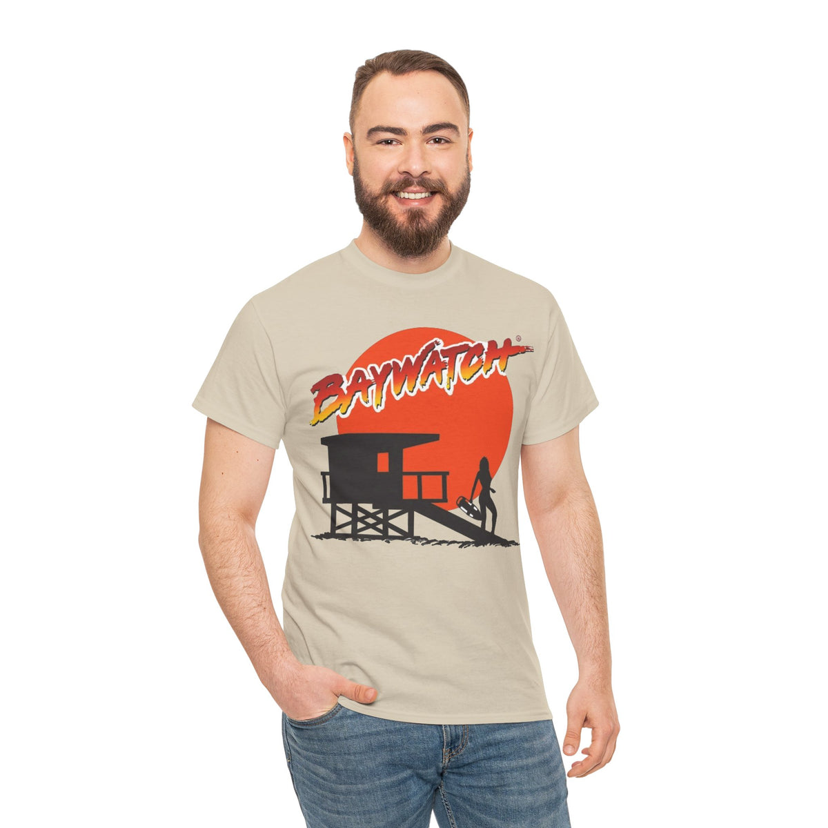 Baywatch Lifeguard Sunset Cotton T-Shirt