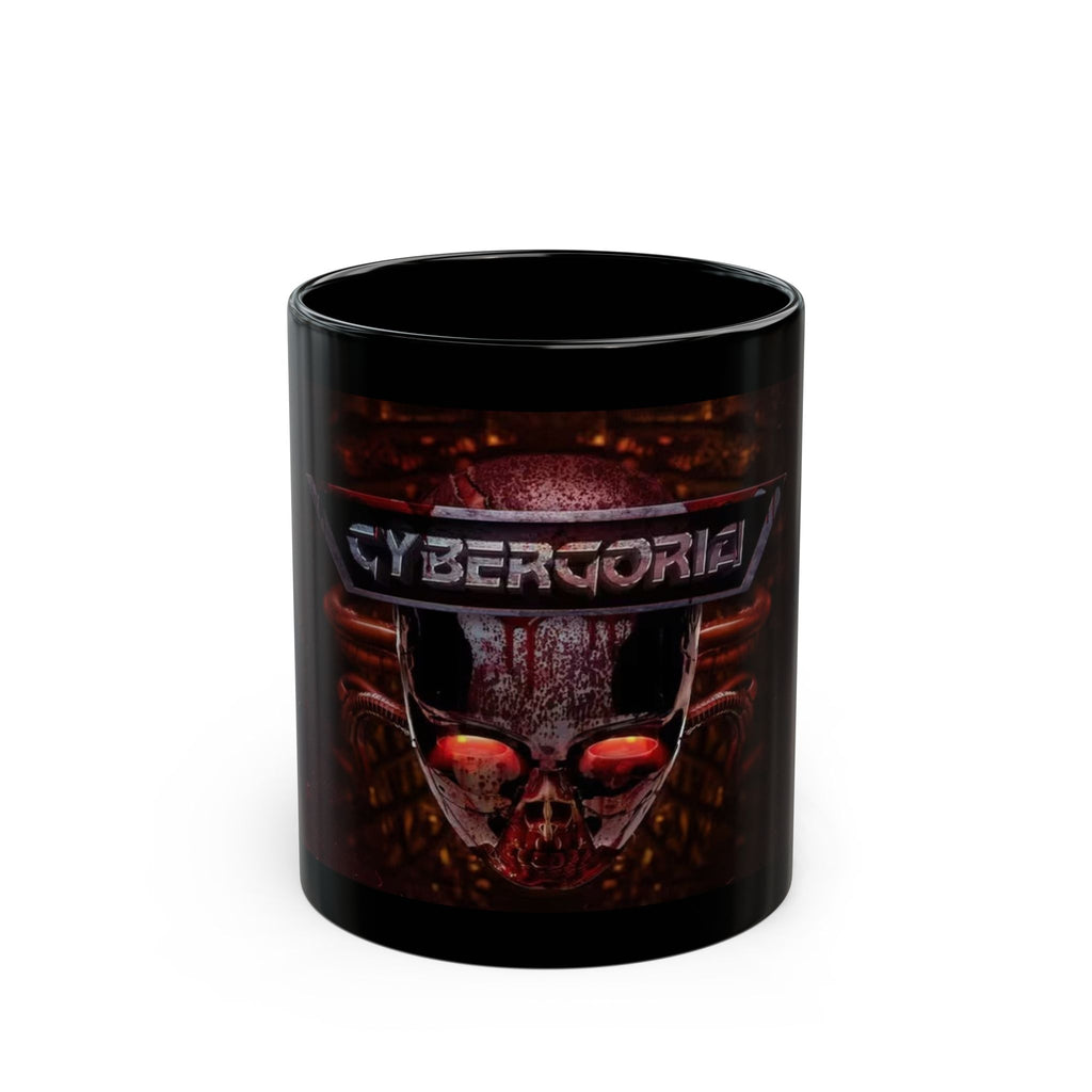 Cybergoria Skull Black Mug — Gothic Cyberpunk Coffee Cup (11oz/15oz)