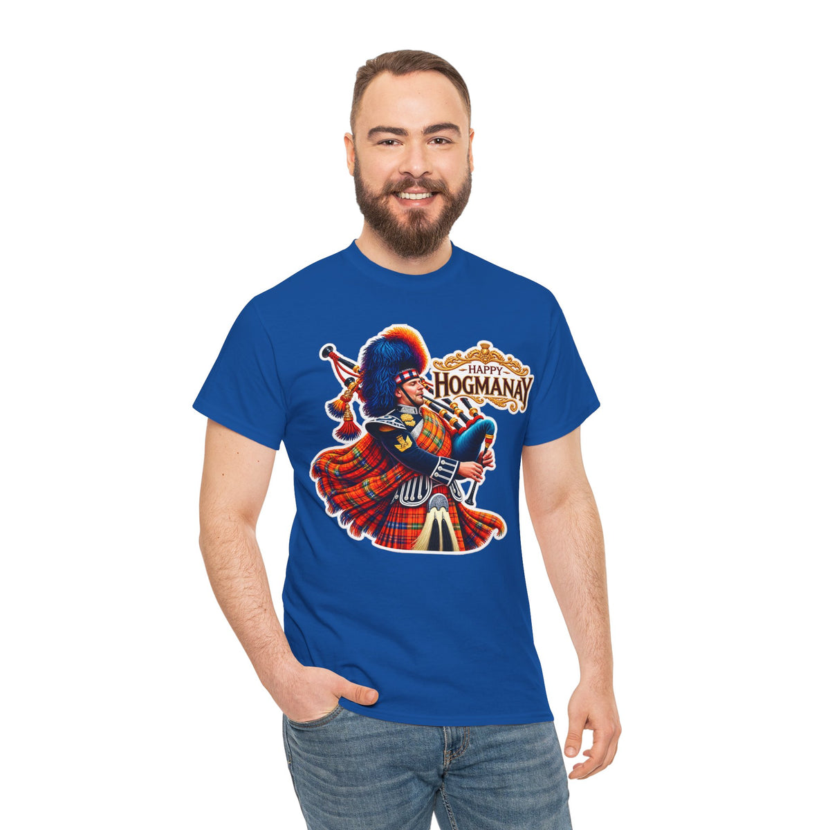 Hogmanay Bagpiper T‑Shirt — Happy Hogmanay Scottish New Year Tee