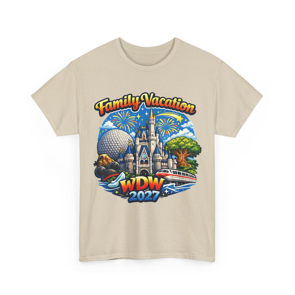 Family Vacation WDW 2027 T-Shirt – Disney Park Castle & Fireworks Vacation Tee