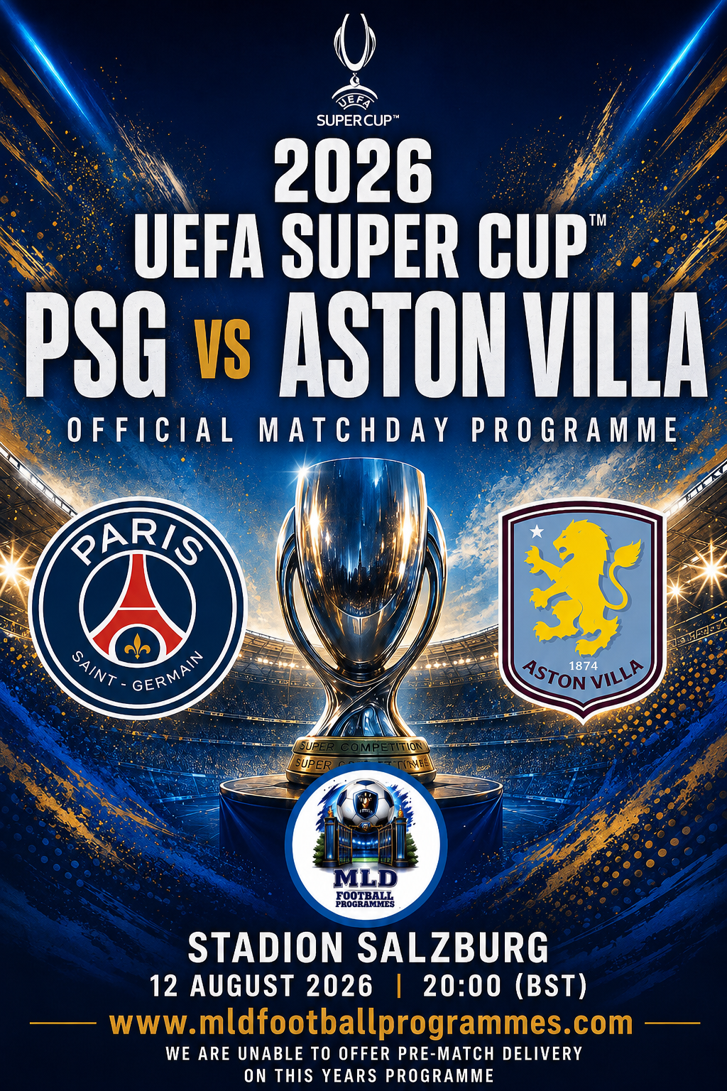 2026 UEFA Super Cup PSG v Aston Villa Official Matchday Programme - PRE-ORDER