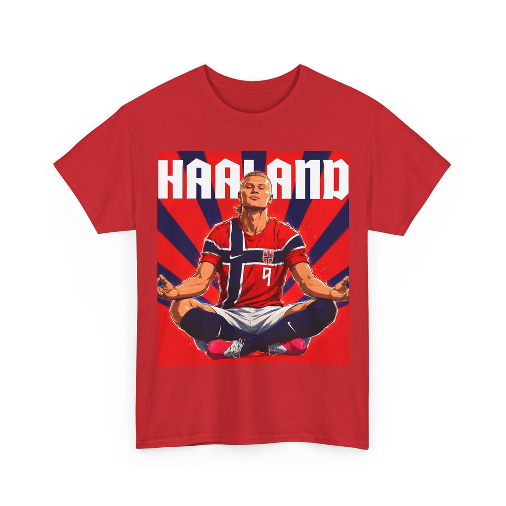 Erling Haaland Norway Soccer Tee — Retro Striped Athletic Graphic T-Shirt