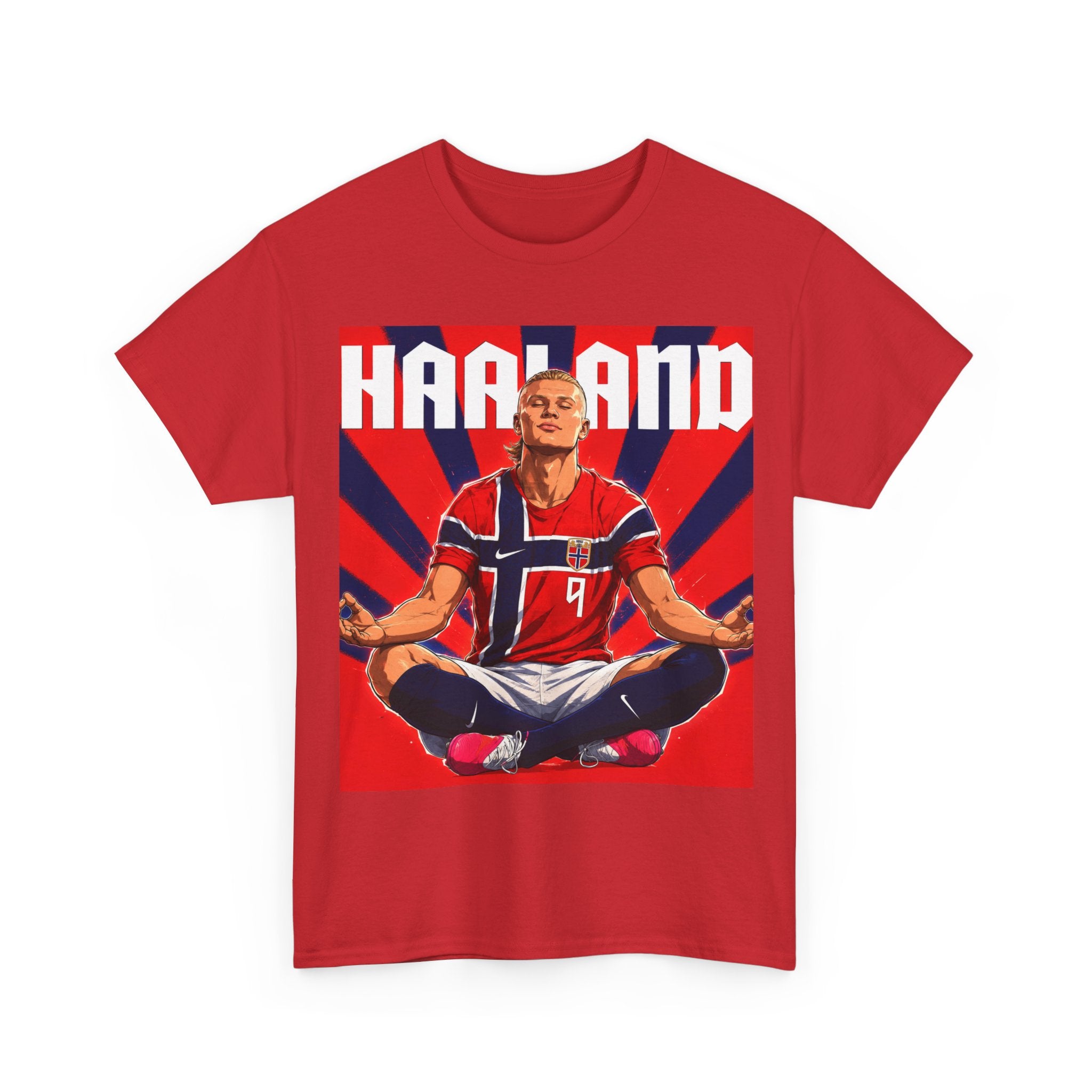 Erling Haaland Norway Soccer Tee — Retro Striped Athletic Graphic T-Shirt