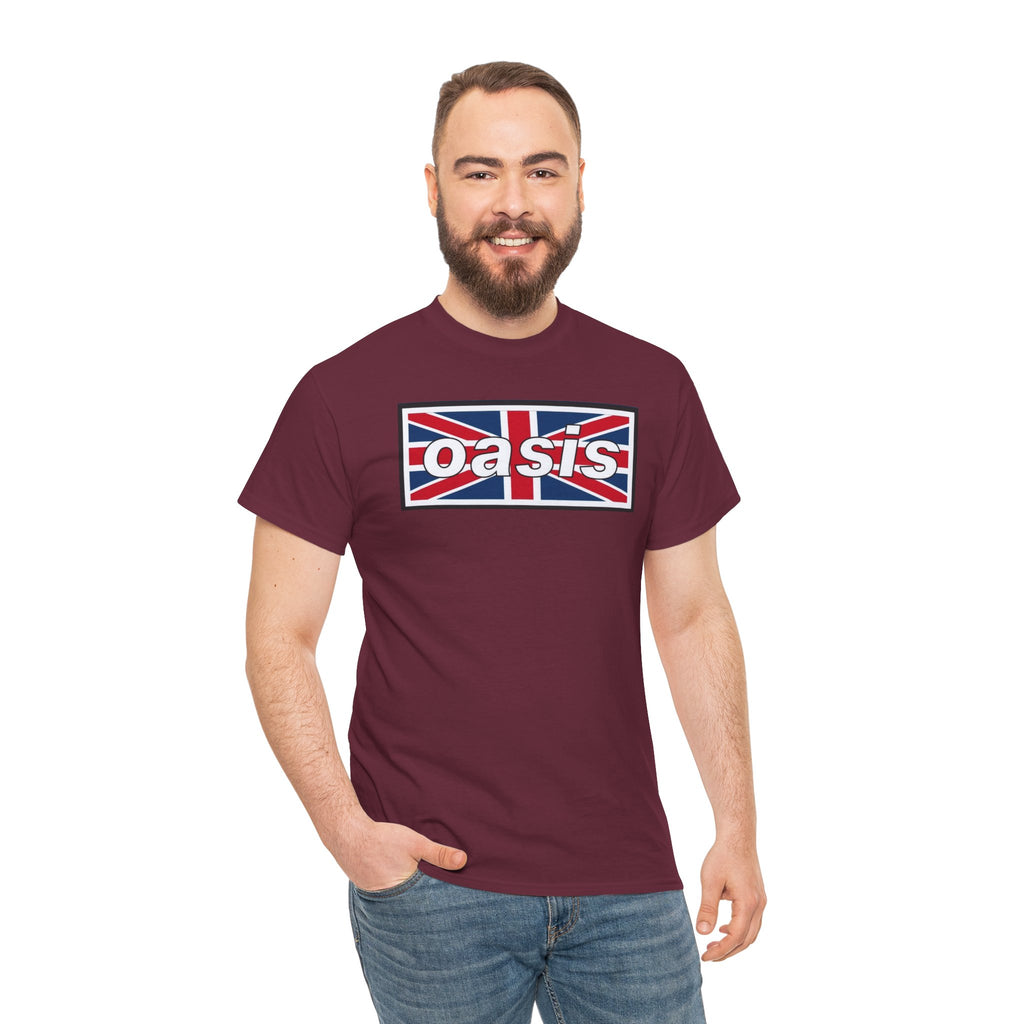 Oasis Union Jack Tee — British Rock Band Vintage-Inspired T-Shirt