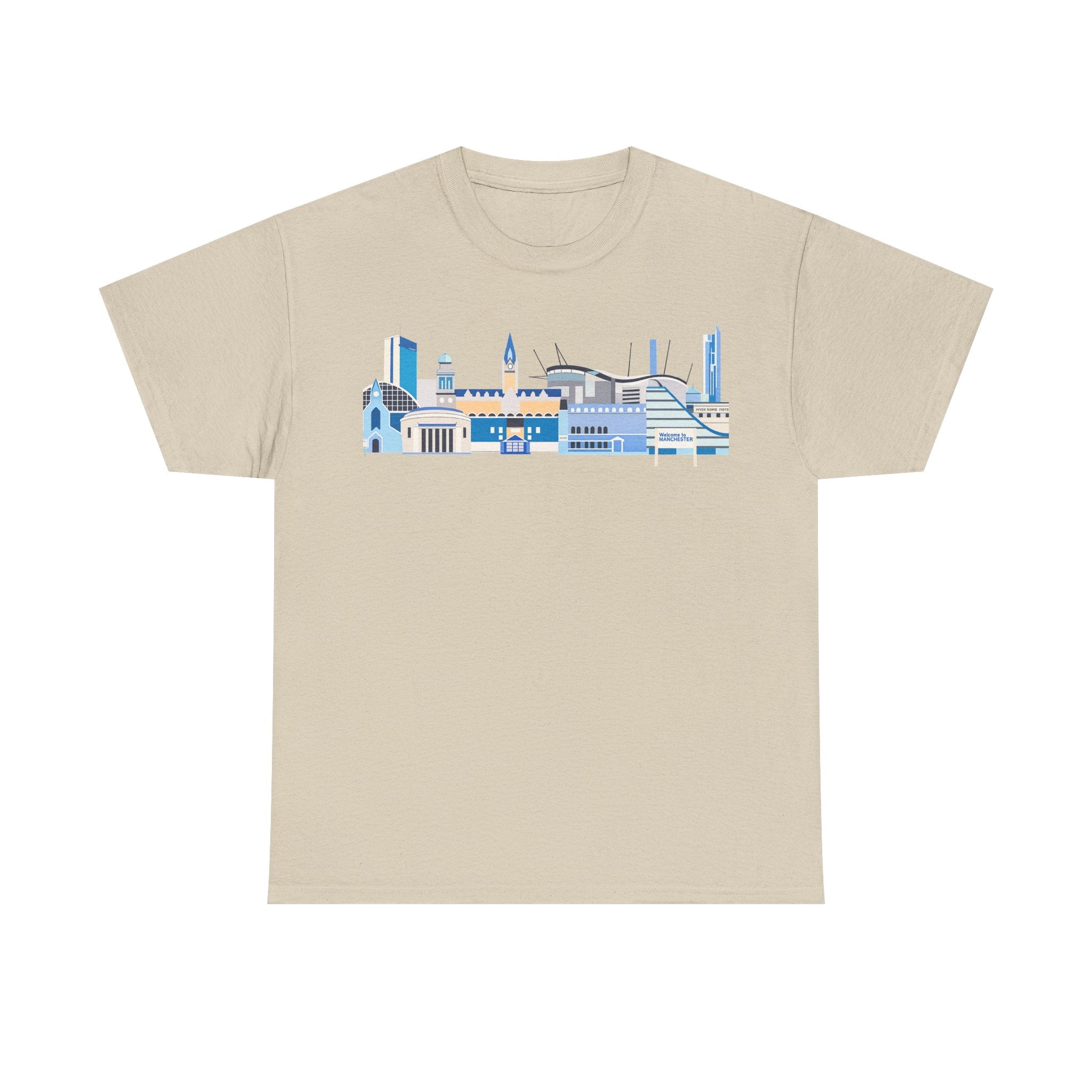 Manchester City Skyline Tee — Minimal Blue Urban Landscape T‑Shirt