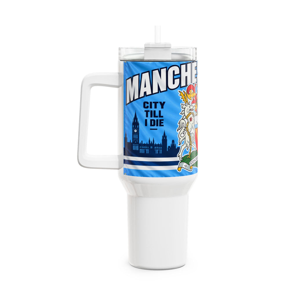 Manchester Crest 40oz Tumbler — 'City Till I Die' Travel Mug