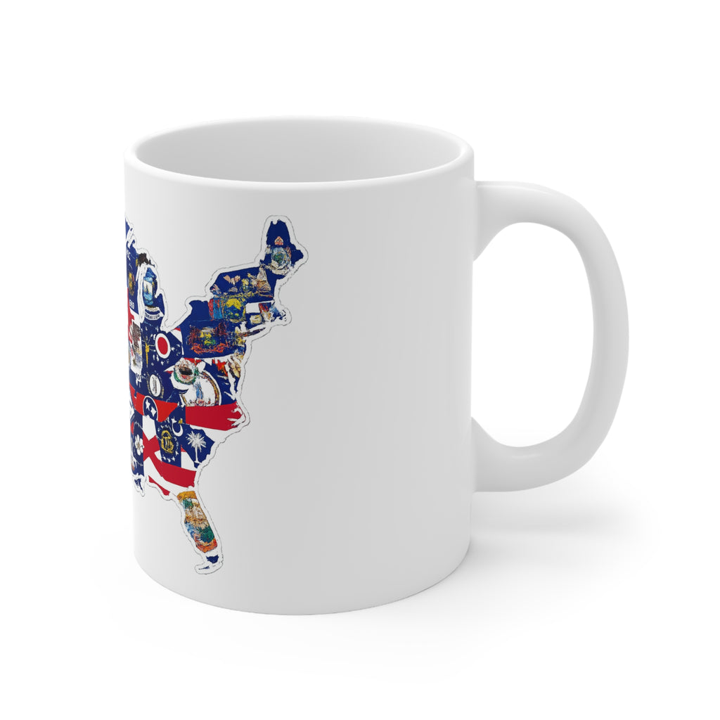 United States Map Flag Mug — Ceramic Coffee Cup with State Flags (11oz, 15oz)