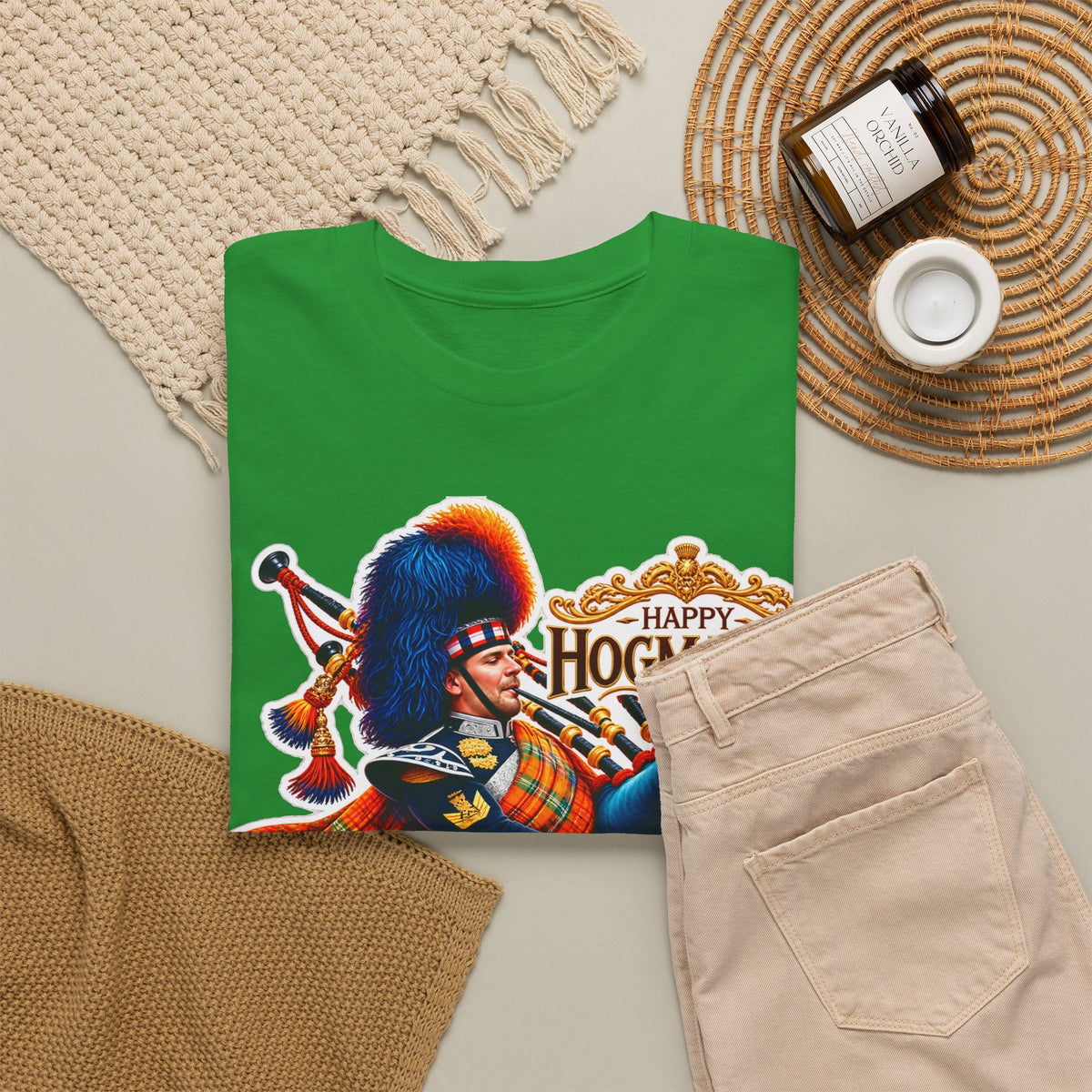 Hogmanay Bagpiper T‑Shirt — Happy Hogmanay Scottish New Year Tee