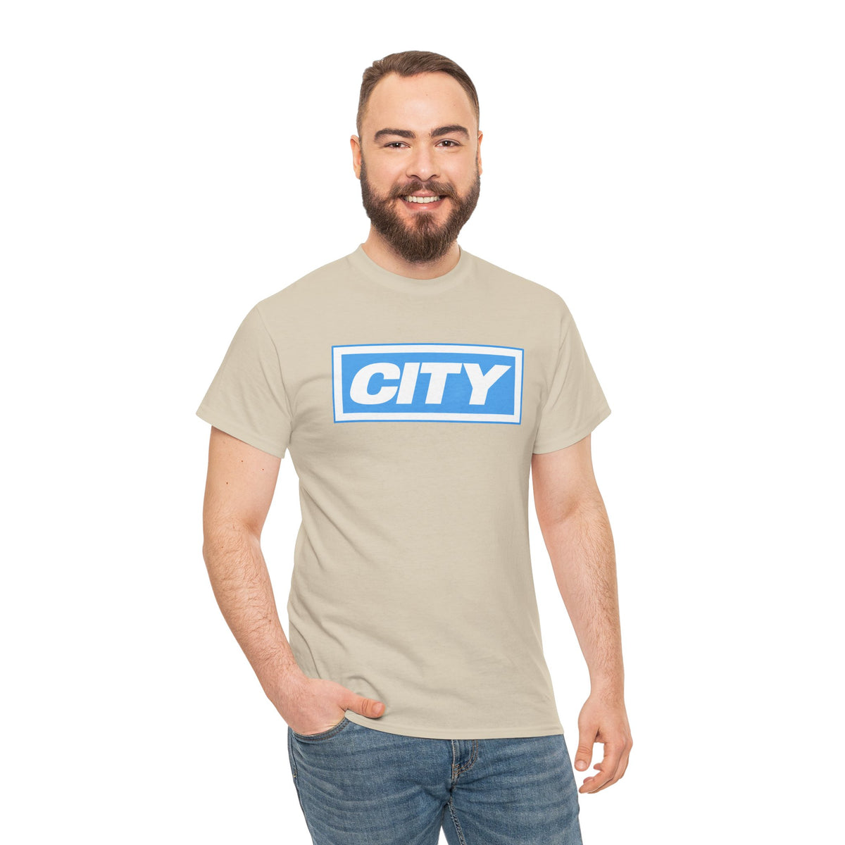 City Logo T-Shirt — Bold Blue Box Graphic Tee