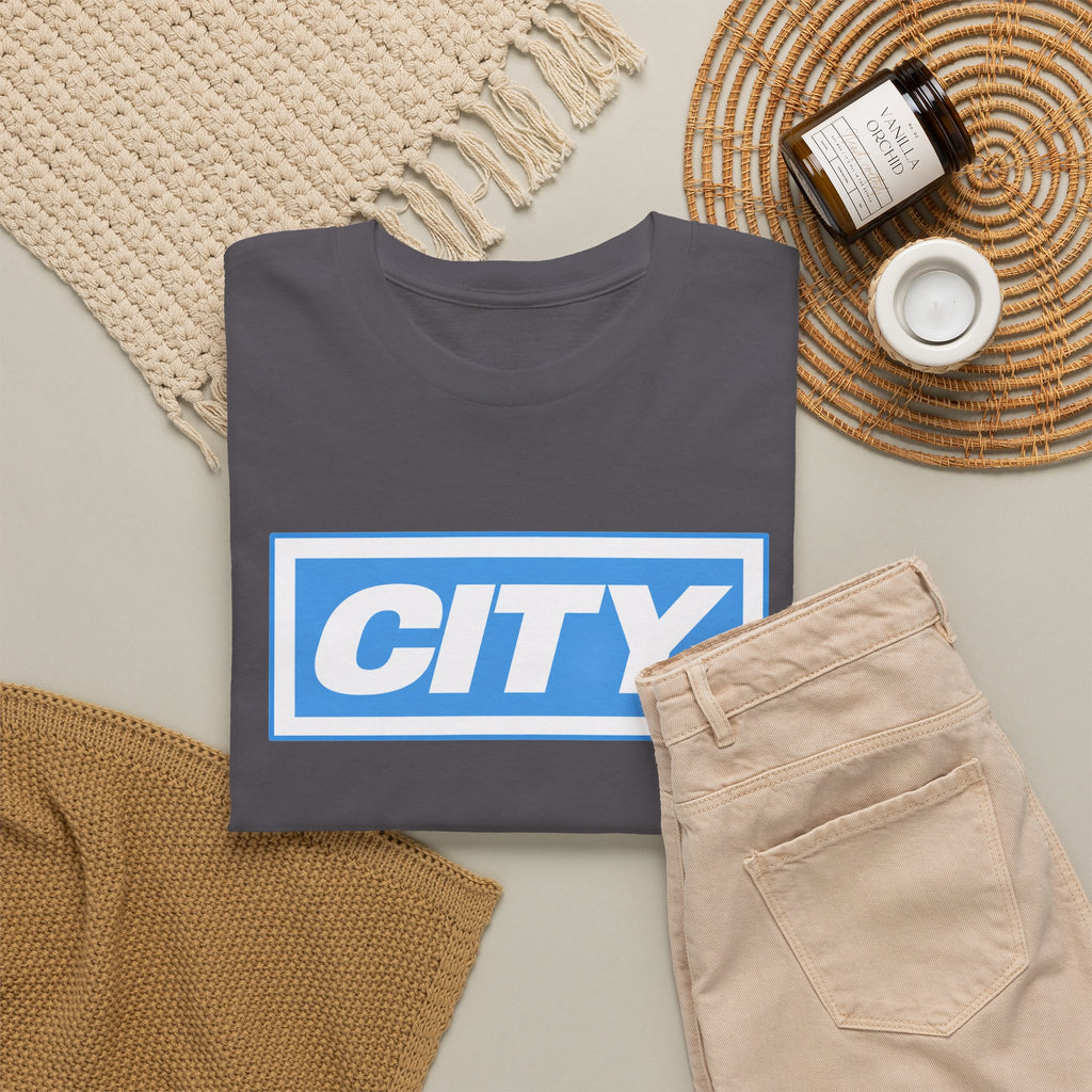 City Logo T-Shirt — Bold Blue Box Graphic Tee