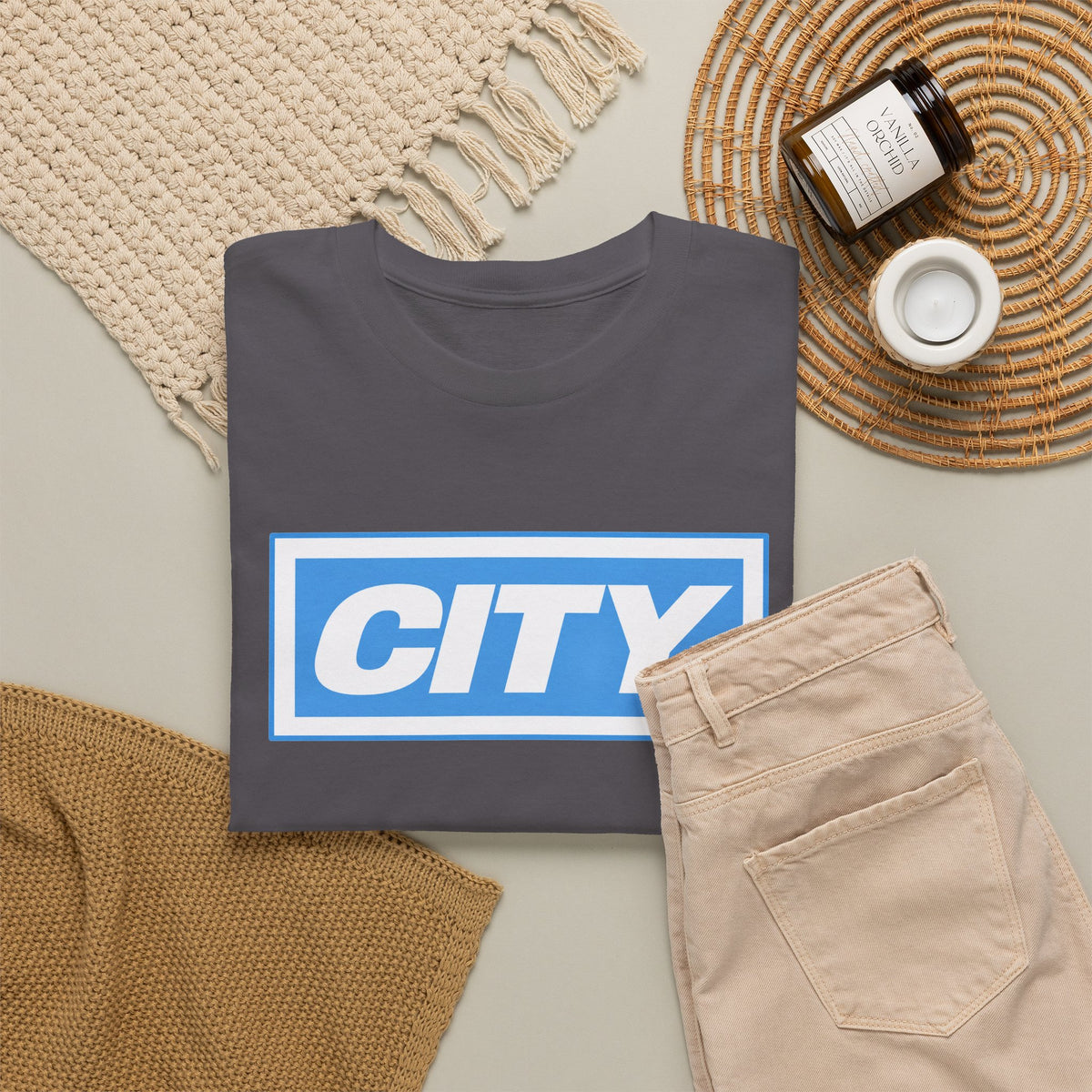 City Logo T-Shirt — Bold Blue Box Graphic Tee