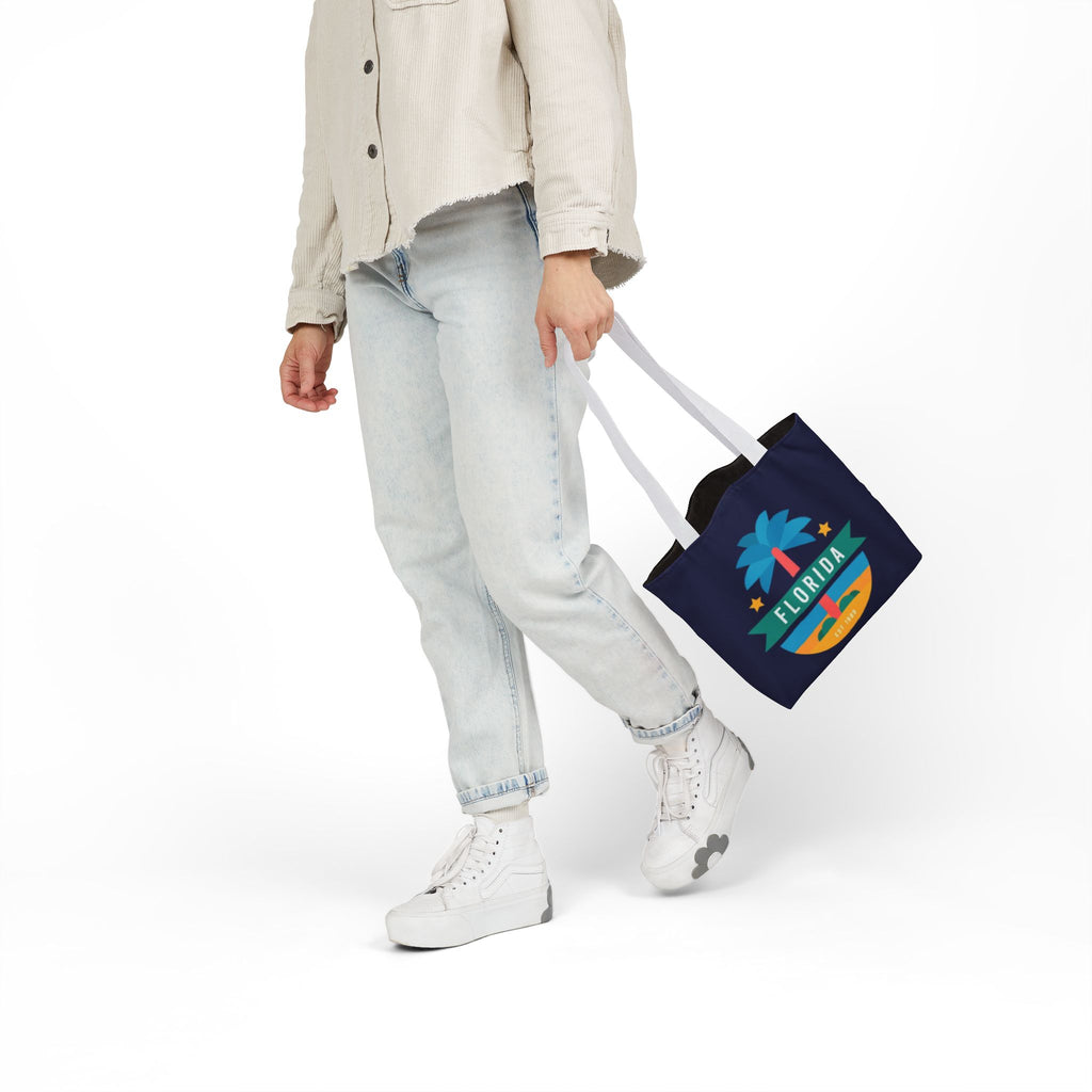 Florida Palm Beach Canvas Tote Bag — Retro Sunshine Travel Tote