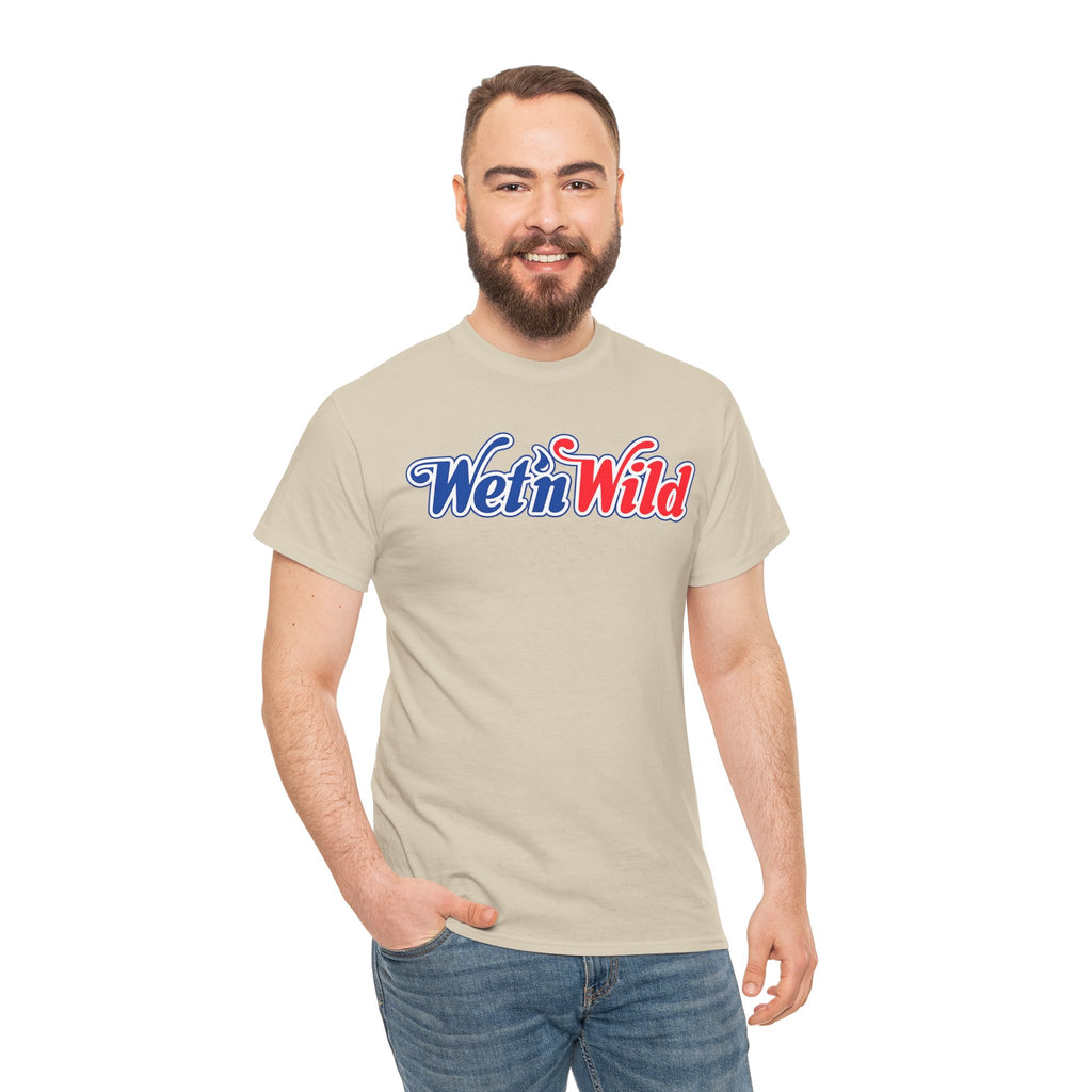Wet 'n Wild Retro Script T-Shirt — Red & Blue Patriotic Graphic Tee