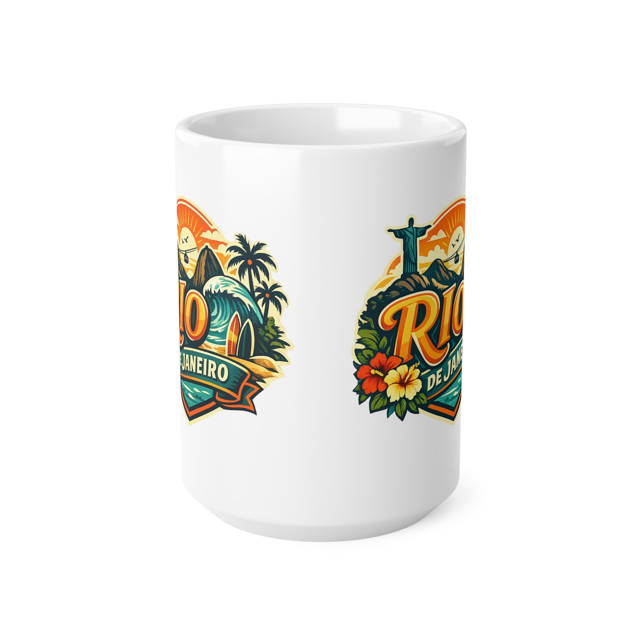 Rio de Janeiro Ceramic Coffee Mug — Vintage Tropical Travel Souvenir (11oz & 15oz)