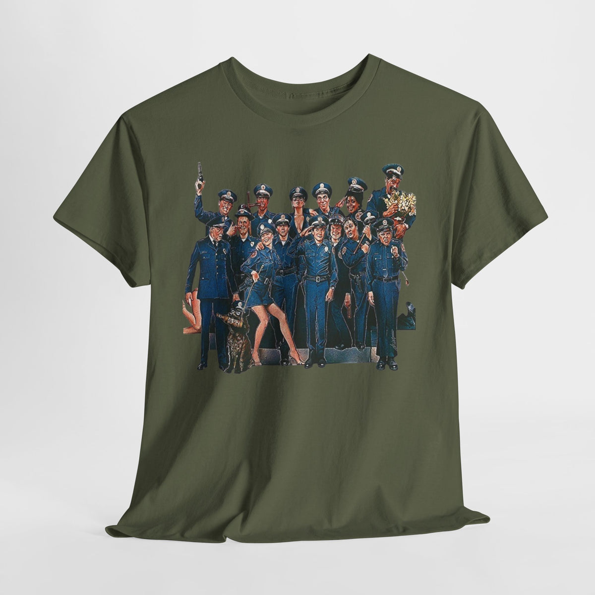 Police Academy Movie Inspired Cotton T‑Shirt — Retro Squad Photo Tee
