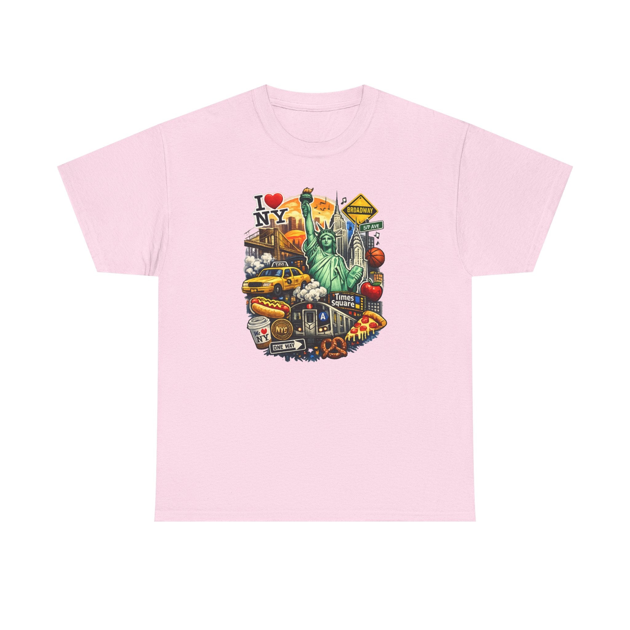 New York City Icons T-Shirt — Statue of Liberty, Taxi & I  NY Collage Tee