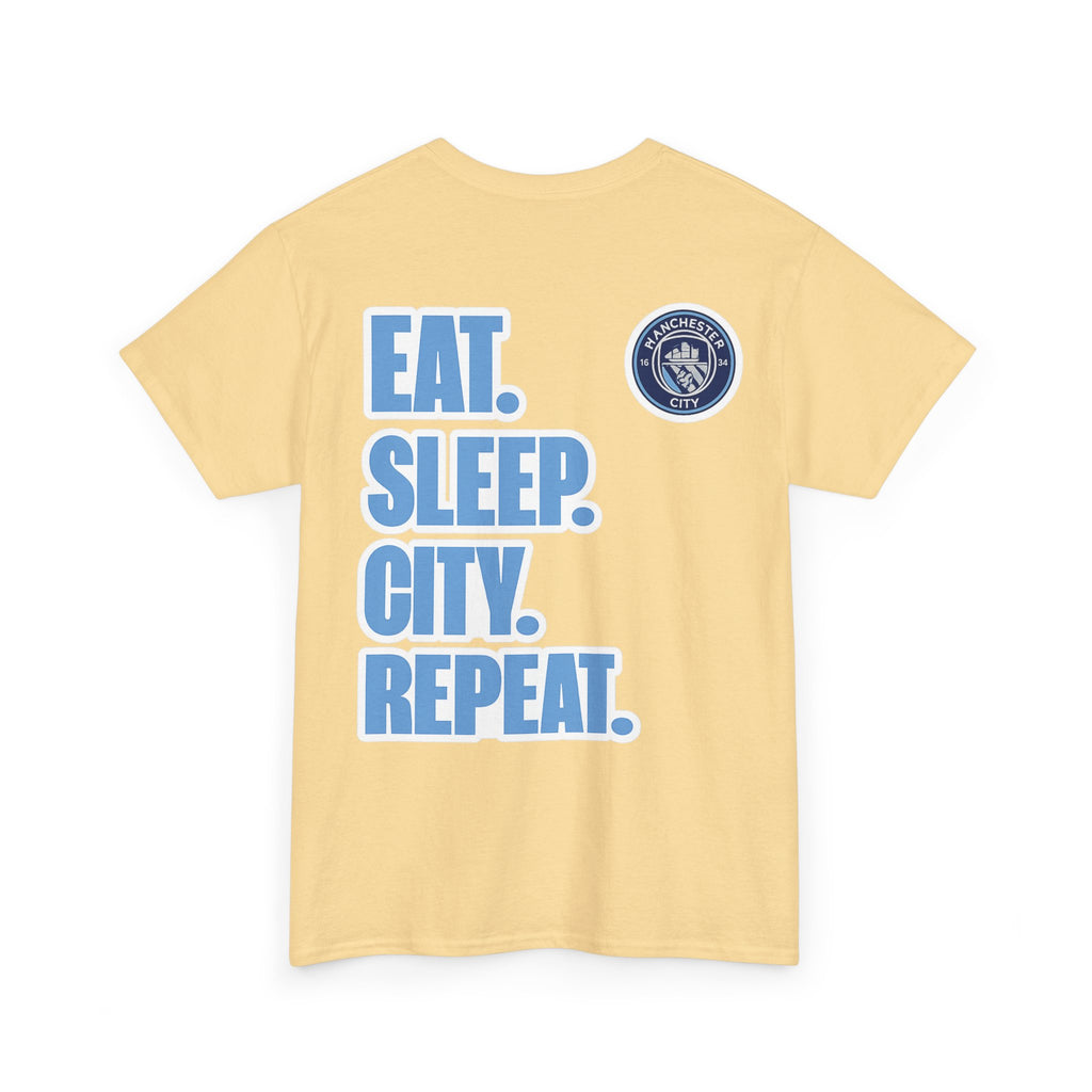 Manchester City T-Shirt – 'Eat. Sleep. City. Repeat.' Football Fan Tee