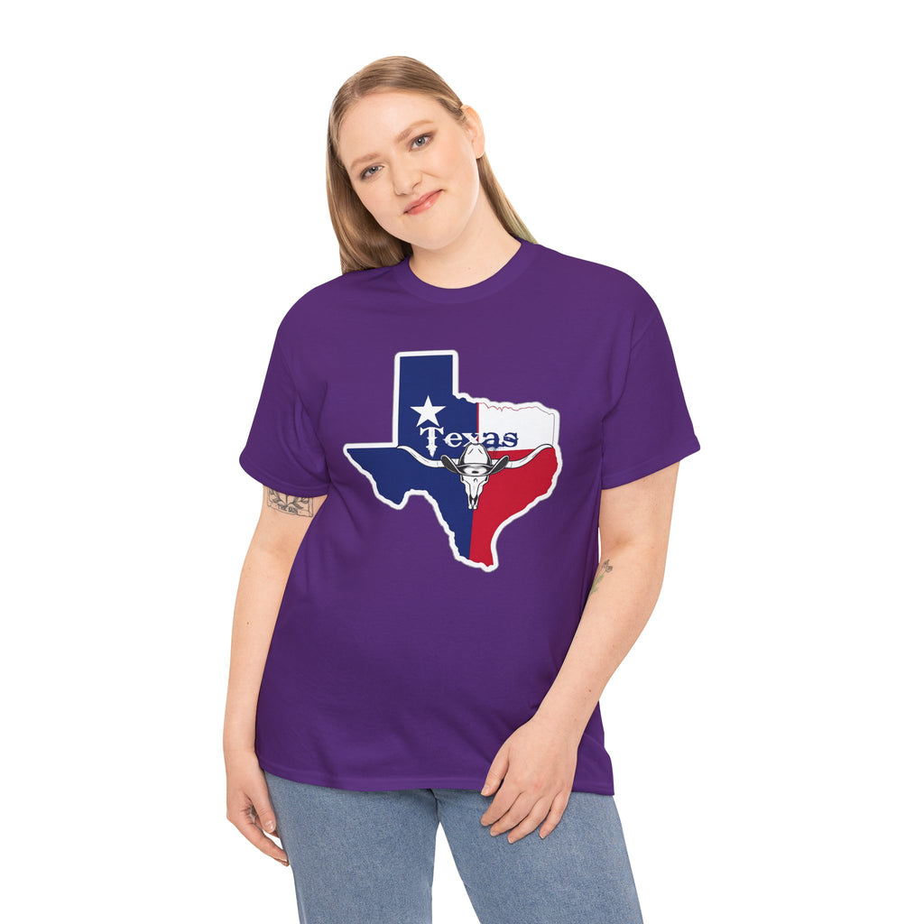 Texas Flag Outline T-Shirt — Lone Star State Map Tee with 'Texas' Text
