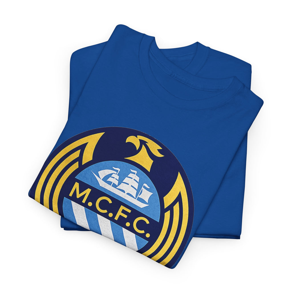 MCFC Crest T-Shirt — Vintage Blue & Gold Soccer Tee