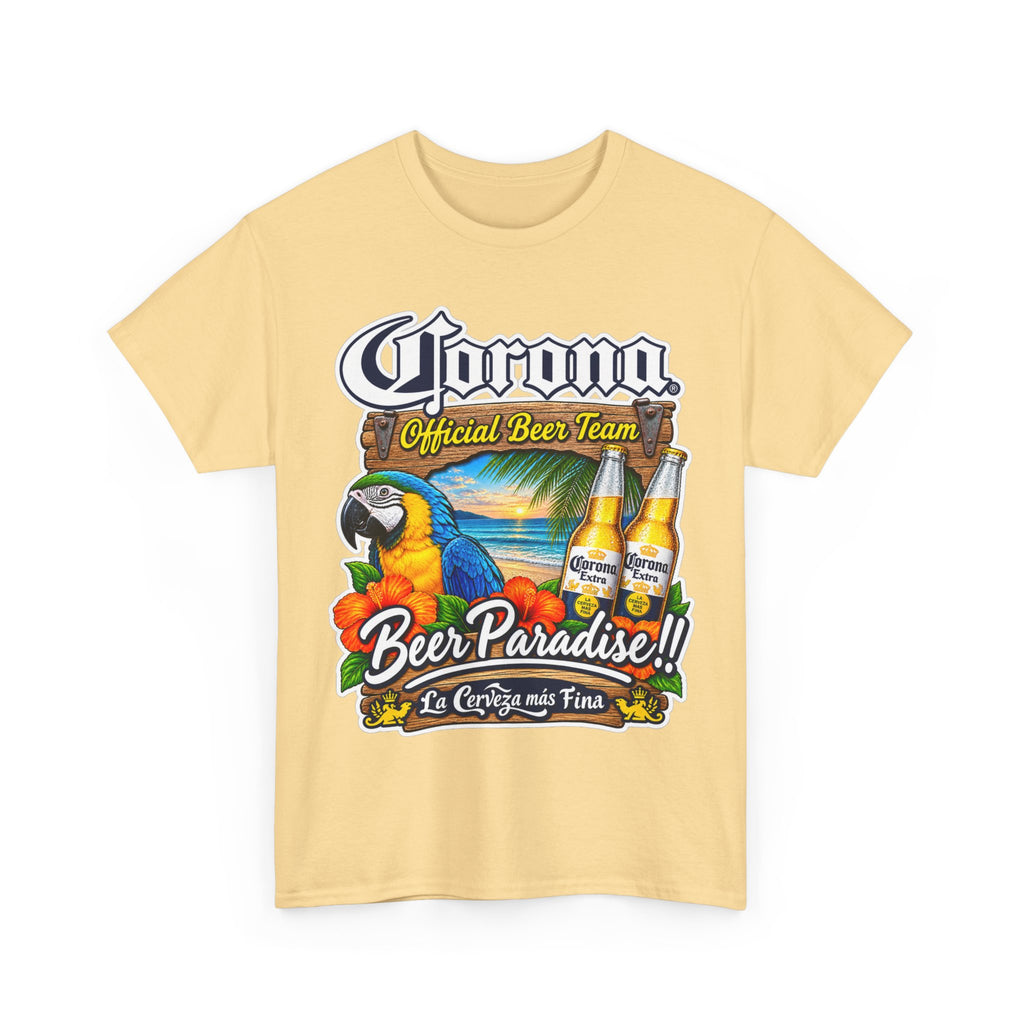 Corona Beer Paradise Tee — Tropical Parrot Beach Beer T‑Shirt