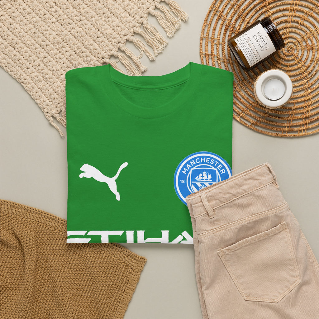 Man City Inspired Etihad Airways Logo Tee - Black Puma Style Football Shirt