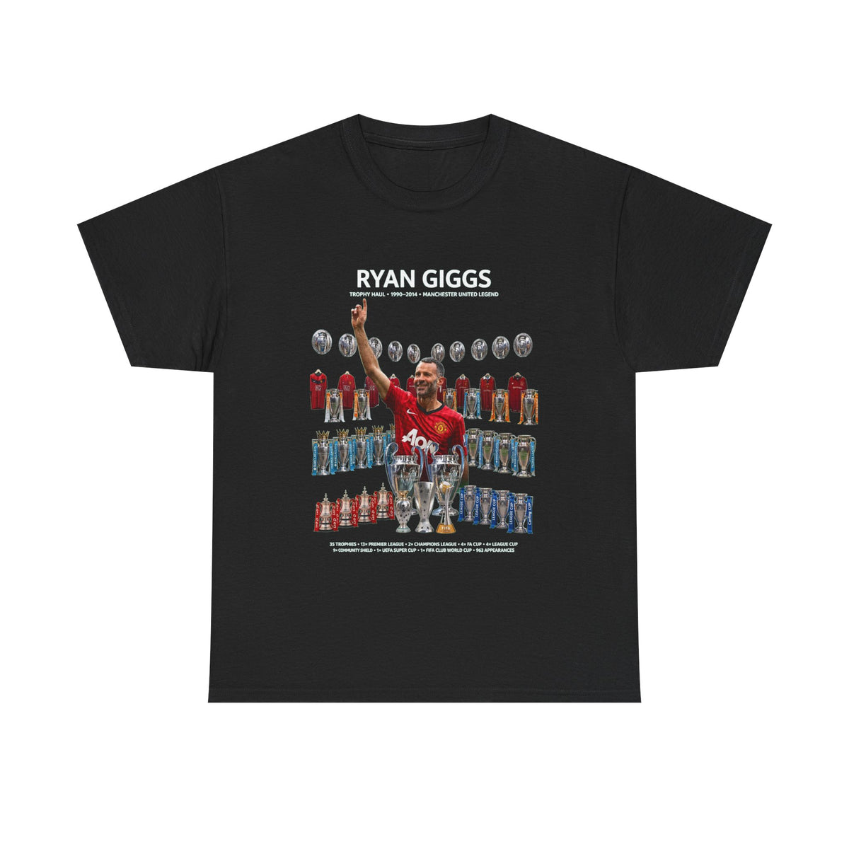 Ryan Giggs Trophy Haul Manchester United Legend Unisex Heavy Cotton Tee