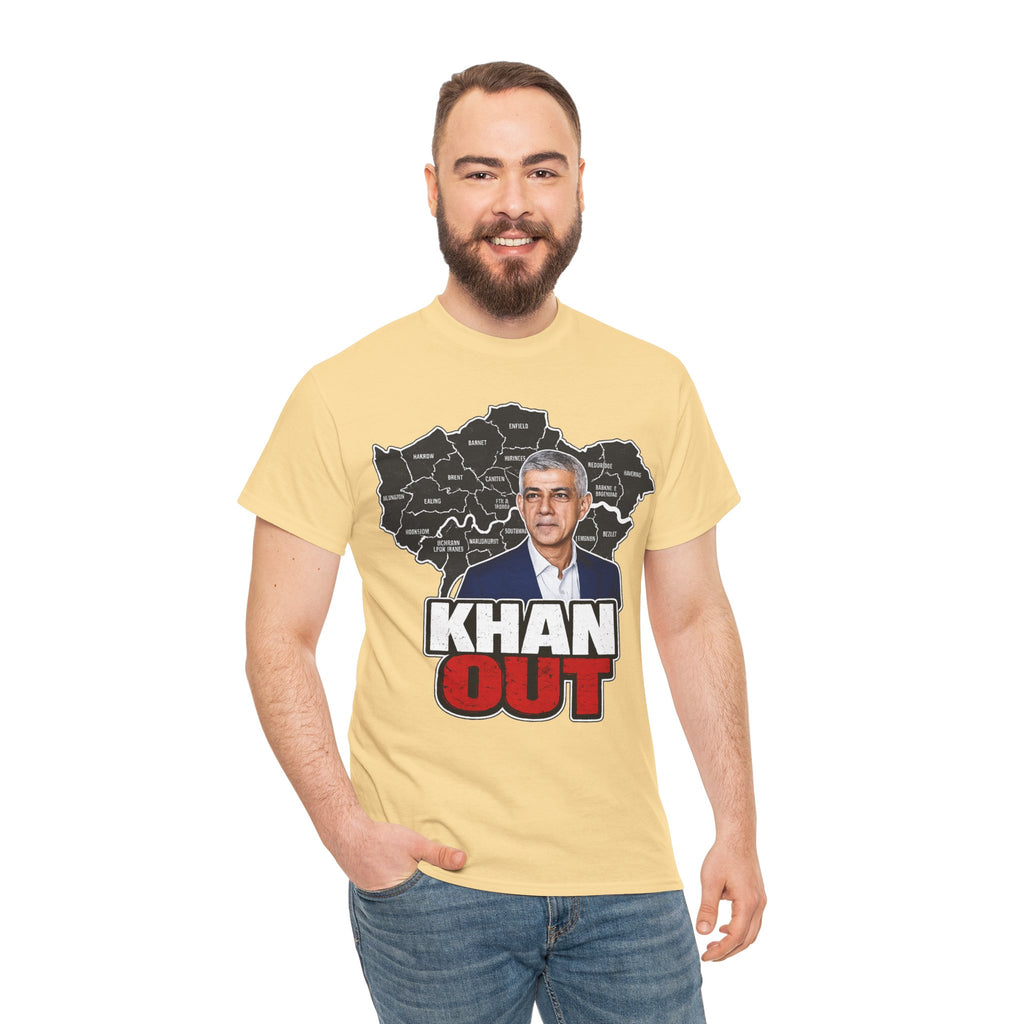 Sadiq Khan Out" Political Protest Tee with Sadiq Khan Graphic T-Shirt