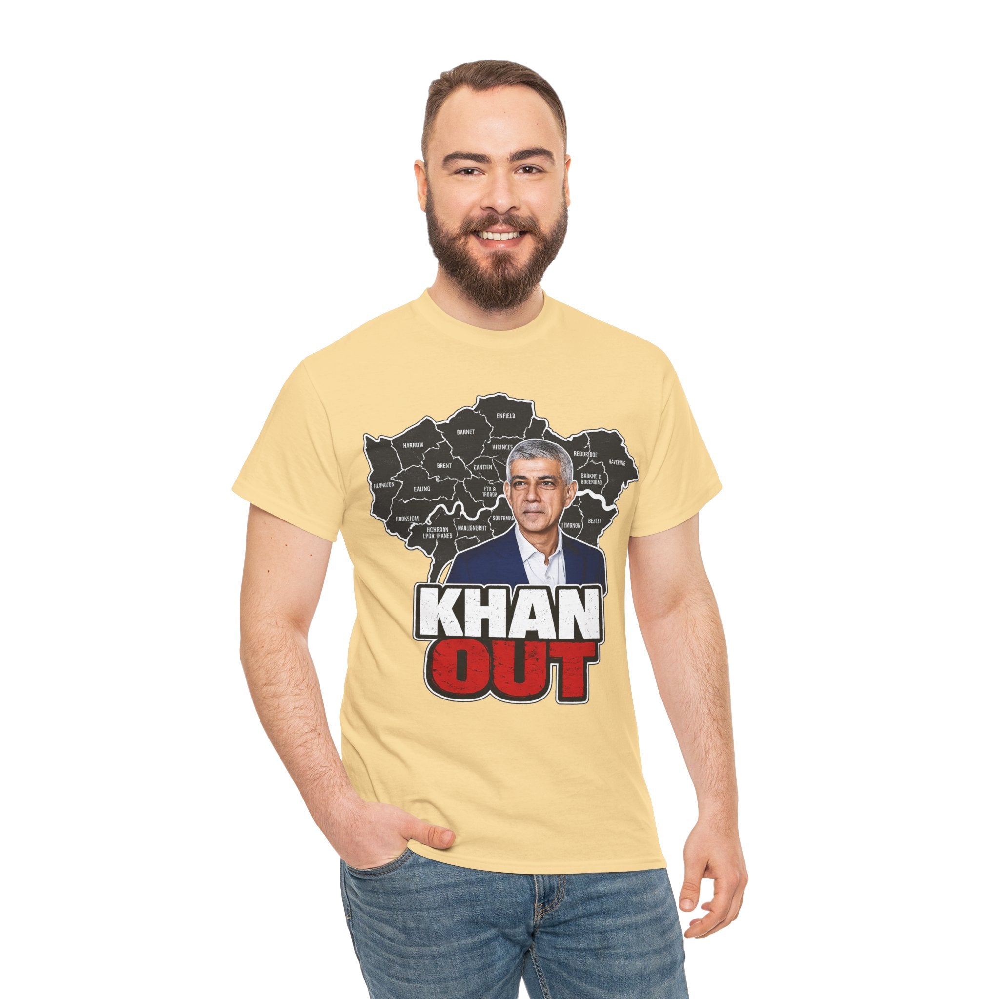Sadiq Khan Out" Political Protest Tee with Sadiq Khan Graphic T-Shirt