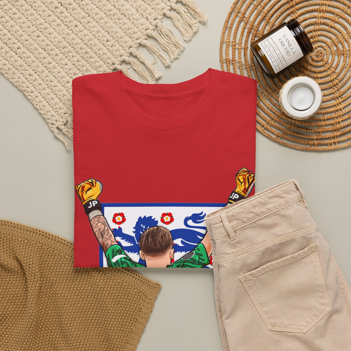 Pickford England Number 1 Goalkeeper Graphic Tee — Victory Pose Jersey Design