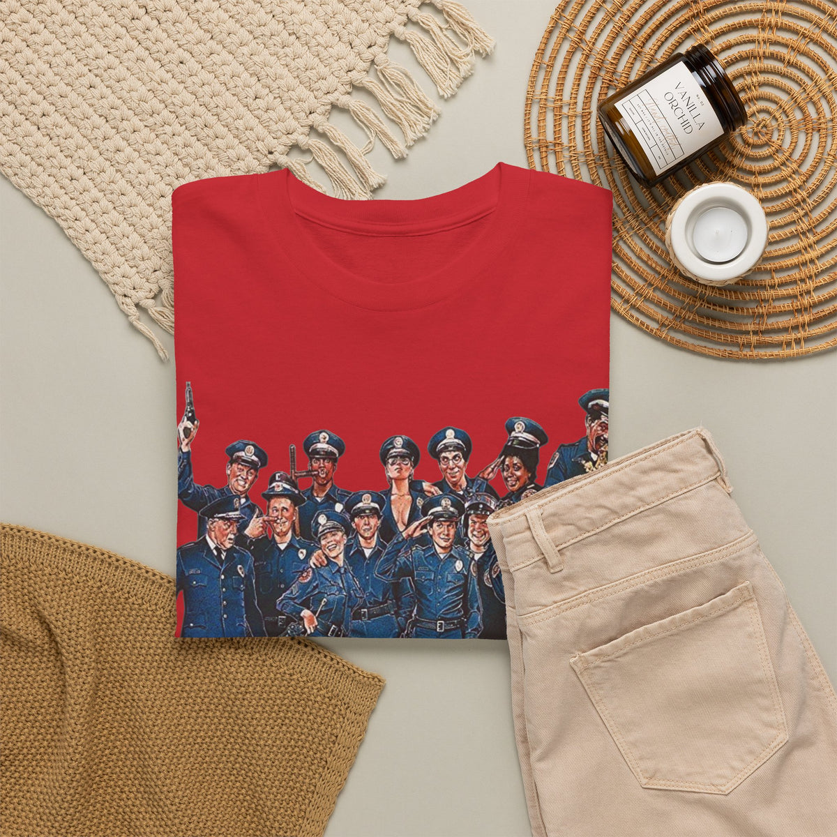 Police Academy Movie Inspired Cotton T‑Shirt — Retro Squad Photo Tee