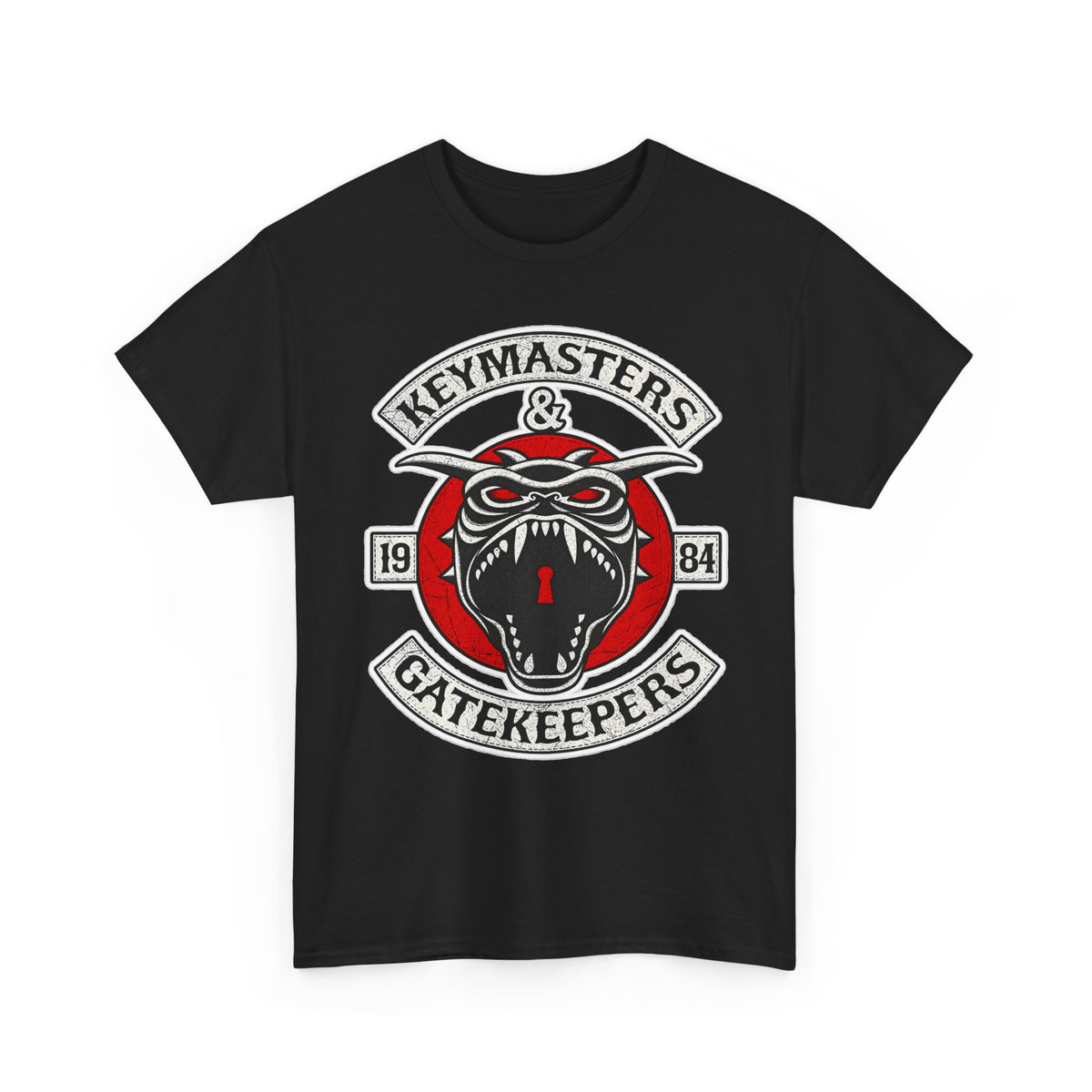 Keymasters & Gatekeepers Tee — Retro Demon Key Emblem Shirt (Since 1984)