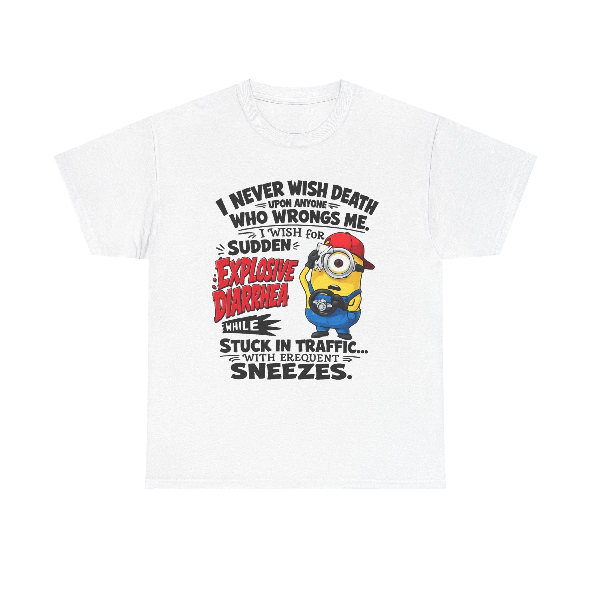 Funny Minion Traffic Tee — "Explosive Diarrhea" Humorous Graphic T-Shirt