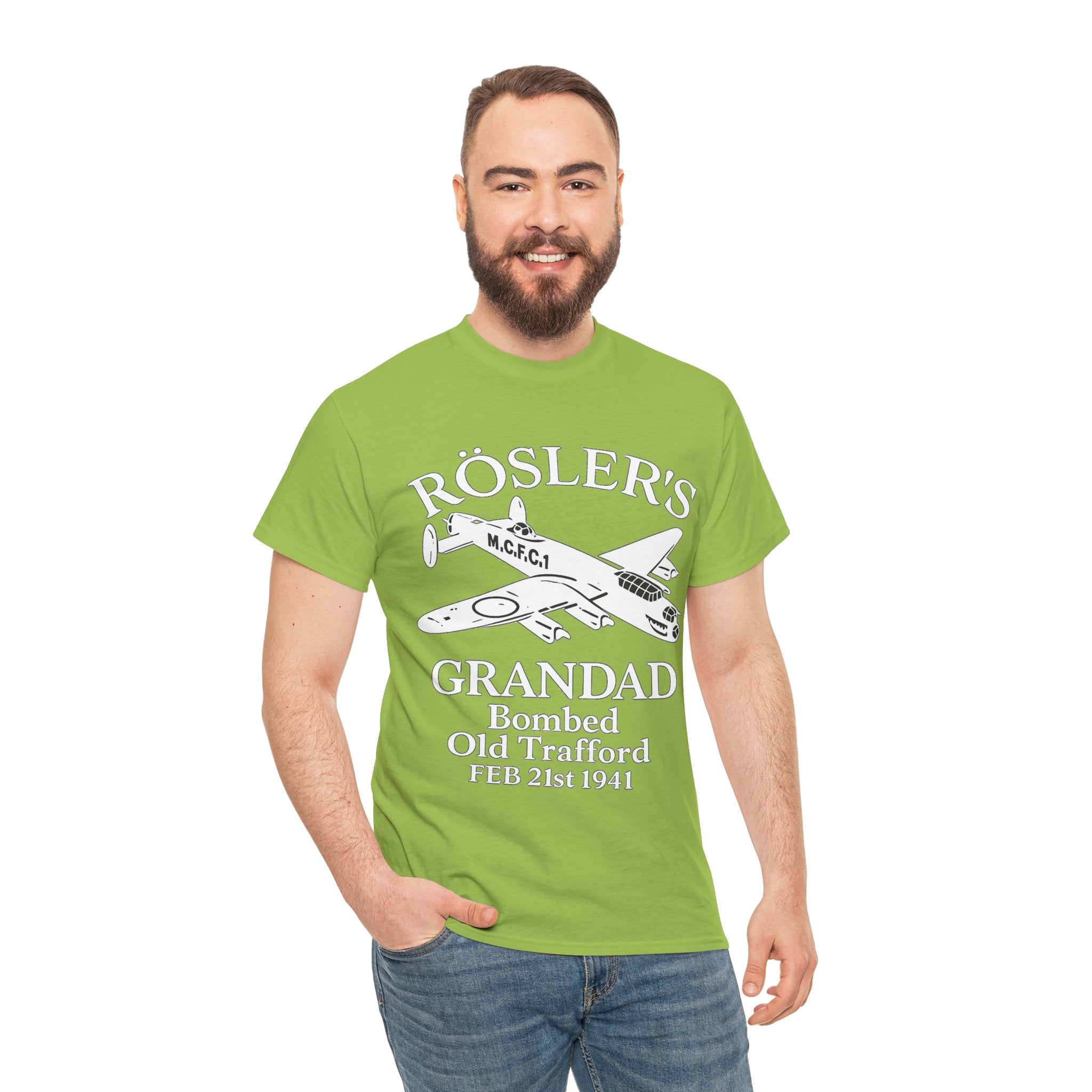 Rösler's Grandad Bombed Old Trafford Tee — WWII Tribute Military Plane Shirt (Feb 21, 1941)