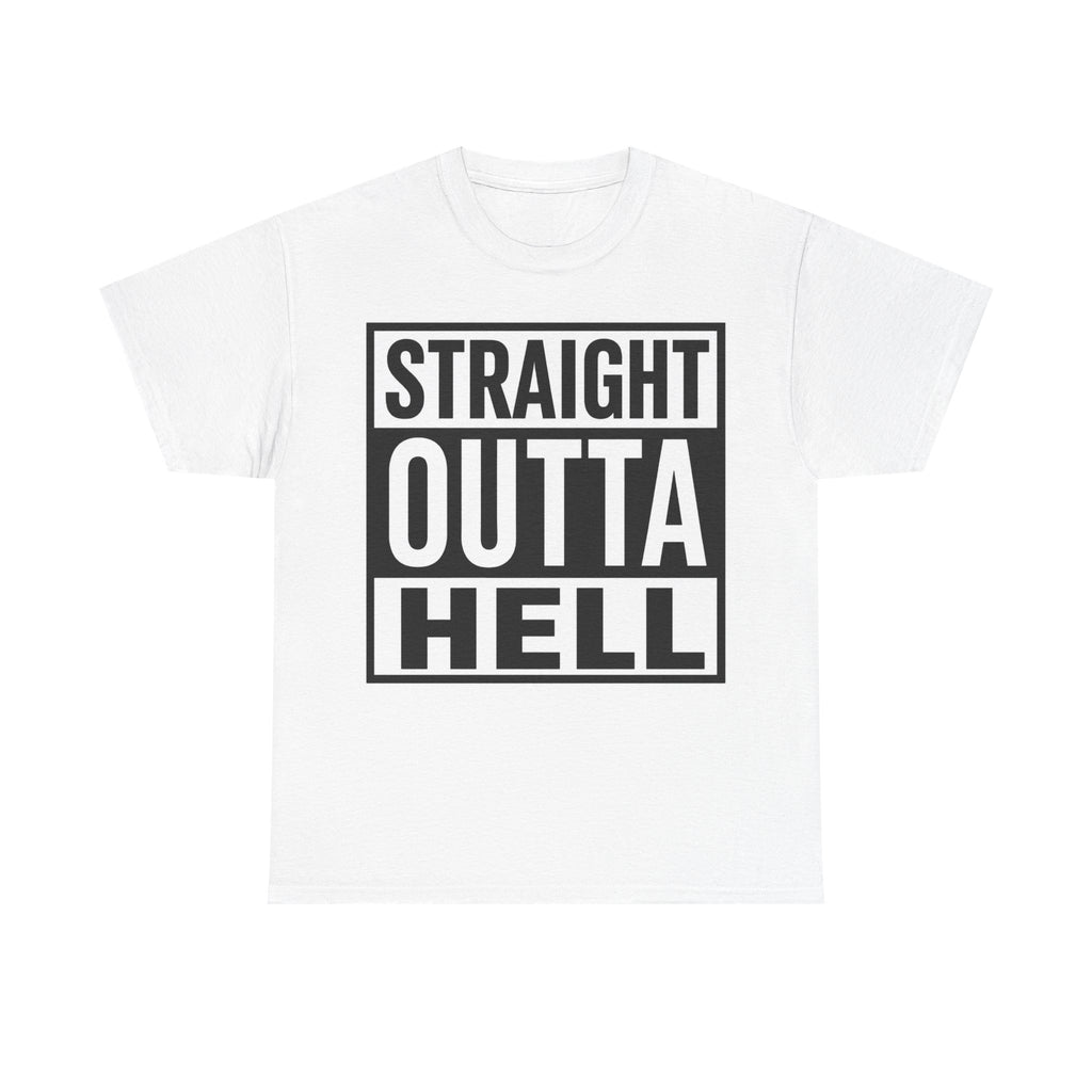 Straight Outta Hell T-Shirt — Bold Gothic Graphic Tee
