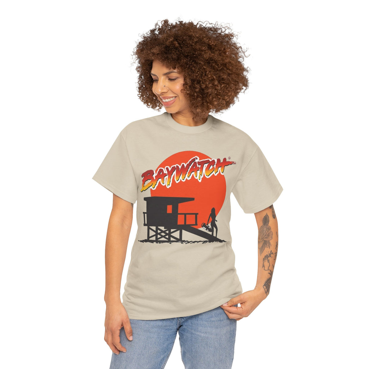 Baywatch Lifeguard Sunset Cotton T-Shirt